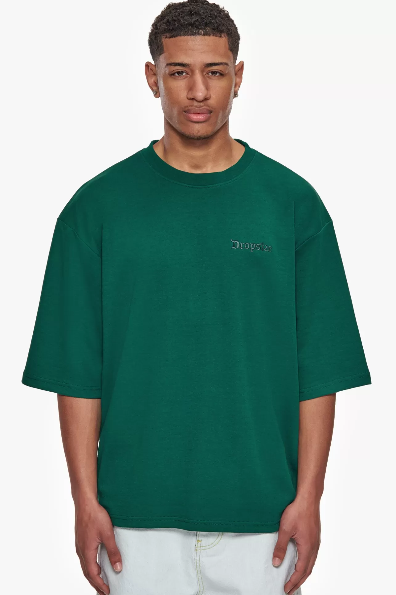 Dropsize HEAVY OVERSIZE SILK EMBO T-SHIRT GREEN* T Shirt