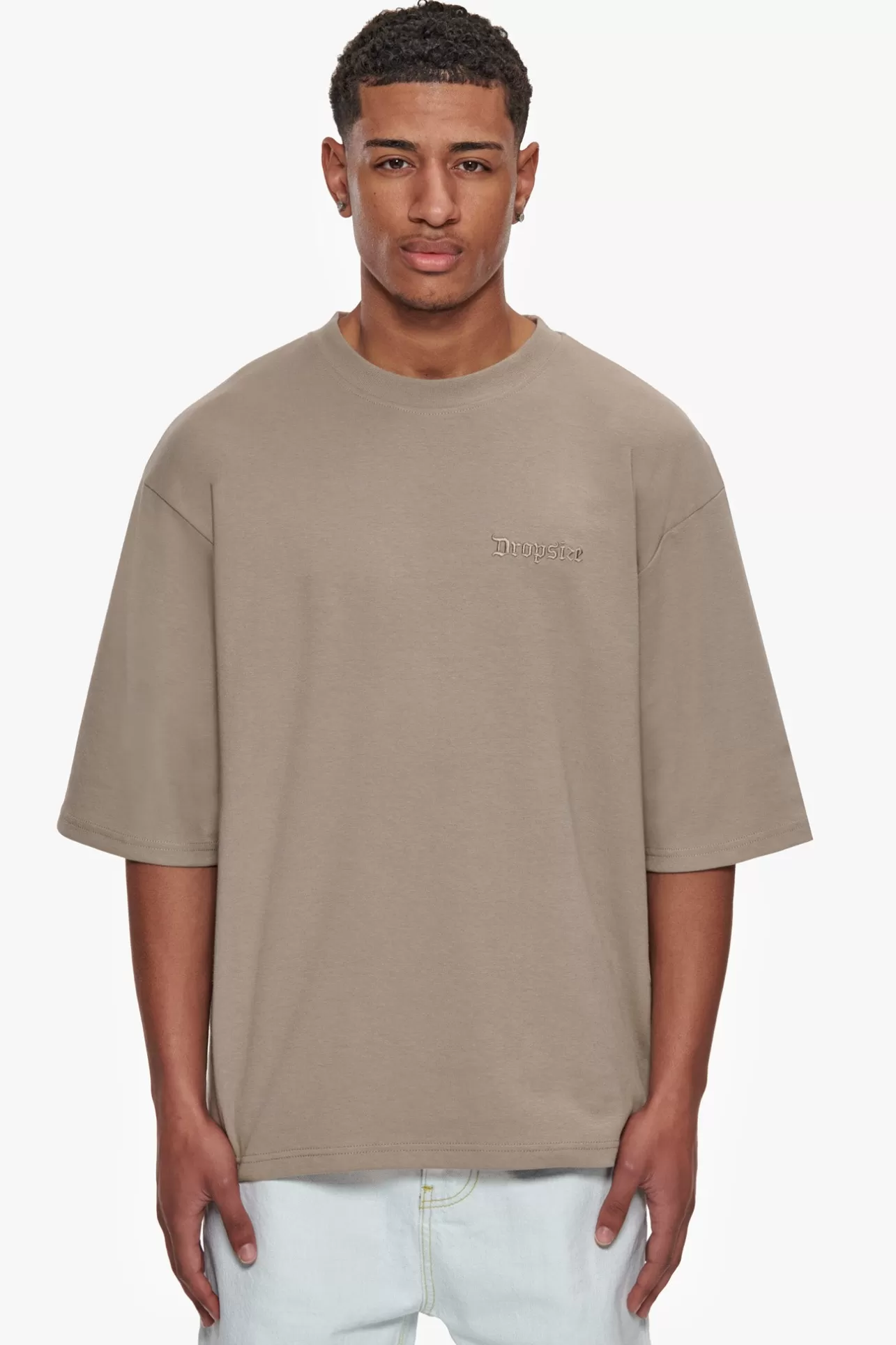 Dropsize HEAVY OVERSIZE SILK EMBO T-SHIRT SIMPLY TAUPE* T Shirt