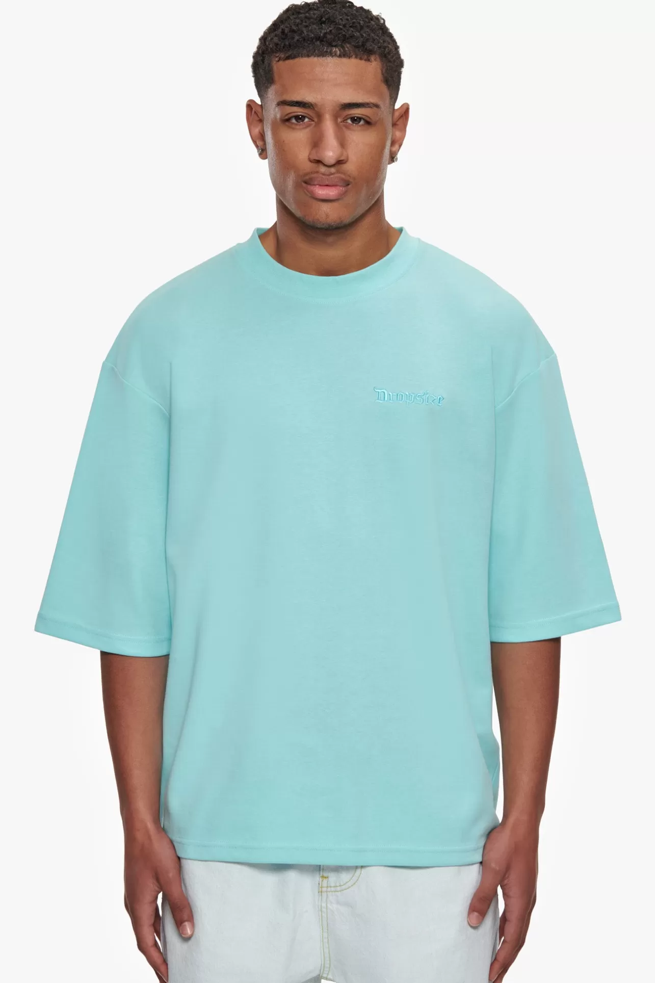 Dropsize HEAVY OVERSIZE SILK EMBO T-SHIRT TURQUOISE* T Shirt
