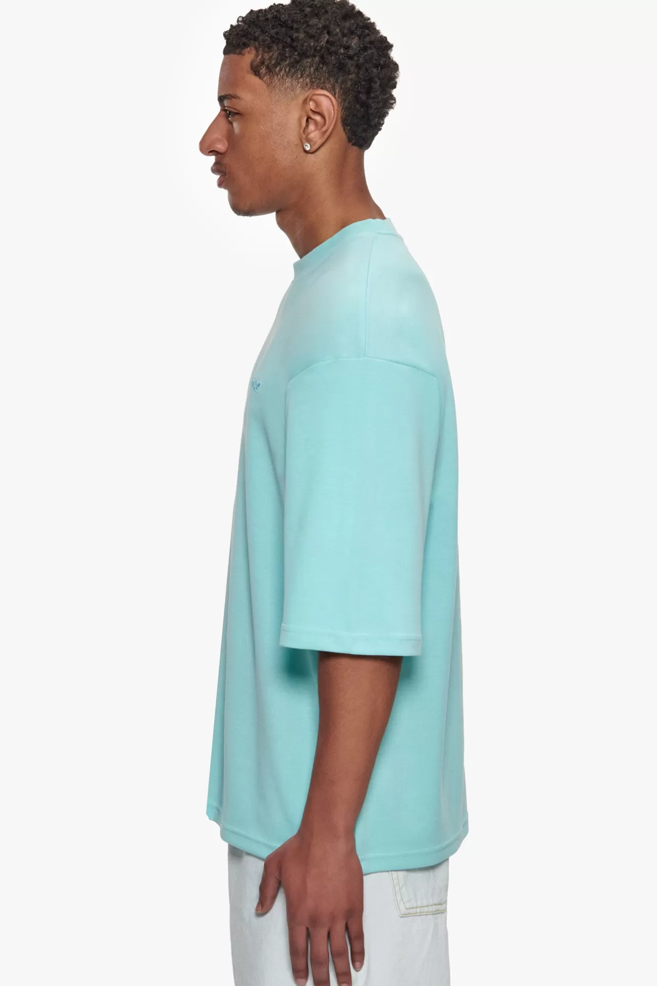 Dropsize HEAVY OVERSIZE SILK EMBO T-SHIRT TURQUOISE* T Shirt