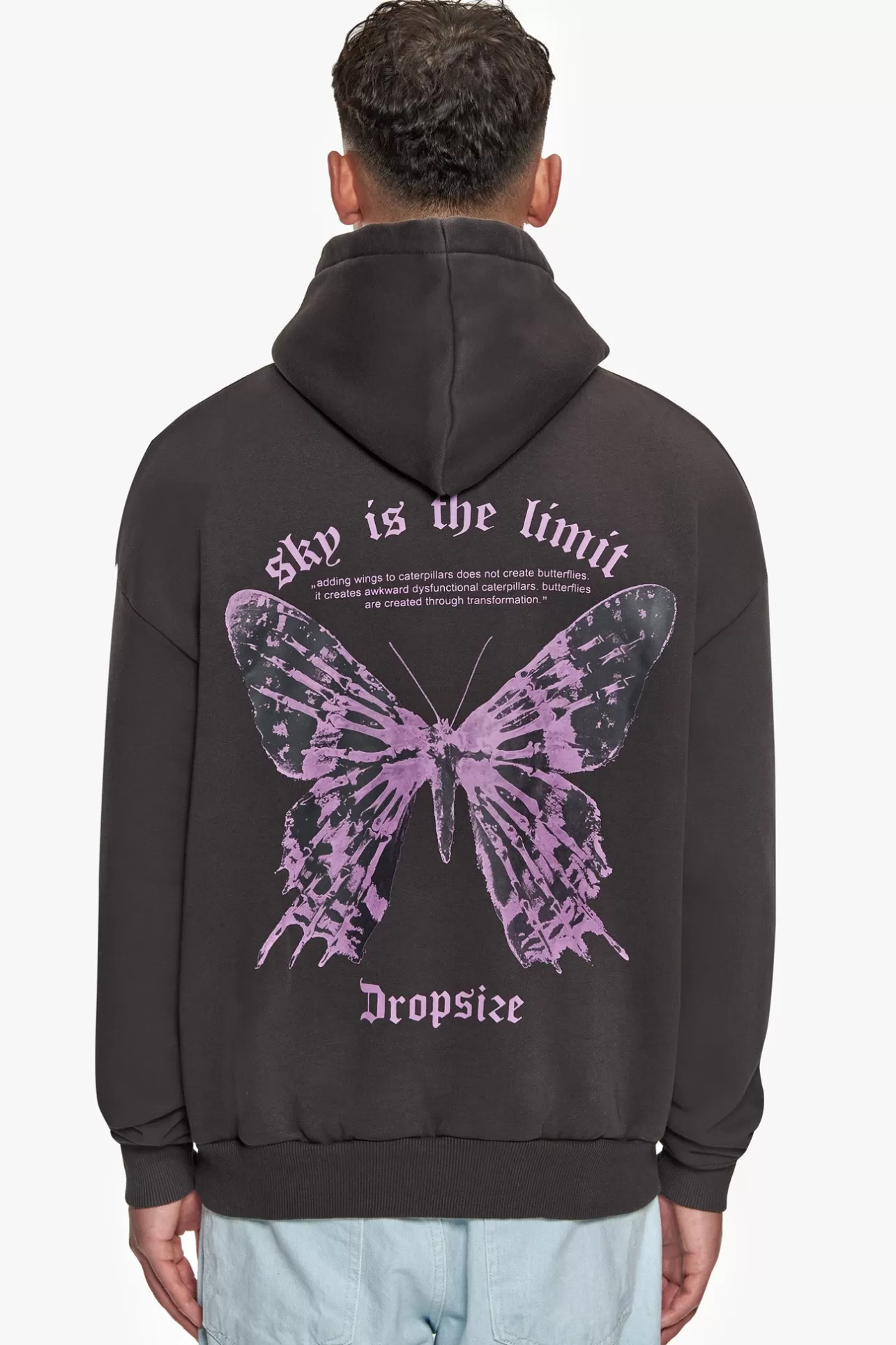 Dropsize HEAVY OVERSIZE SKY IS THE LIMIT HOODIE WASHED BLACK* Hoodie