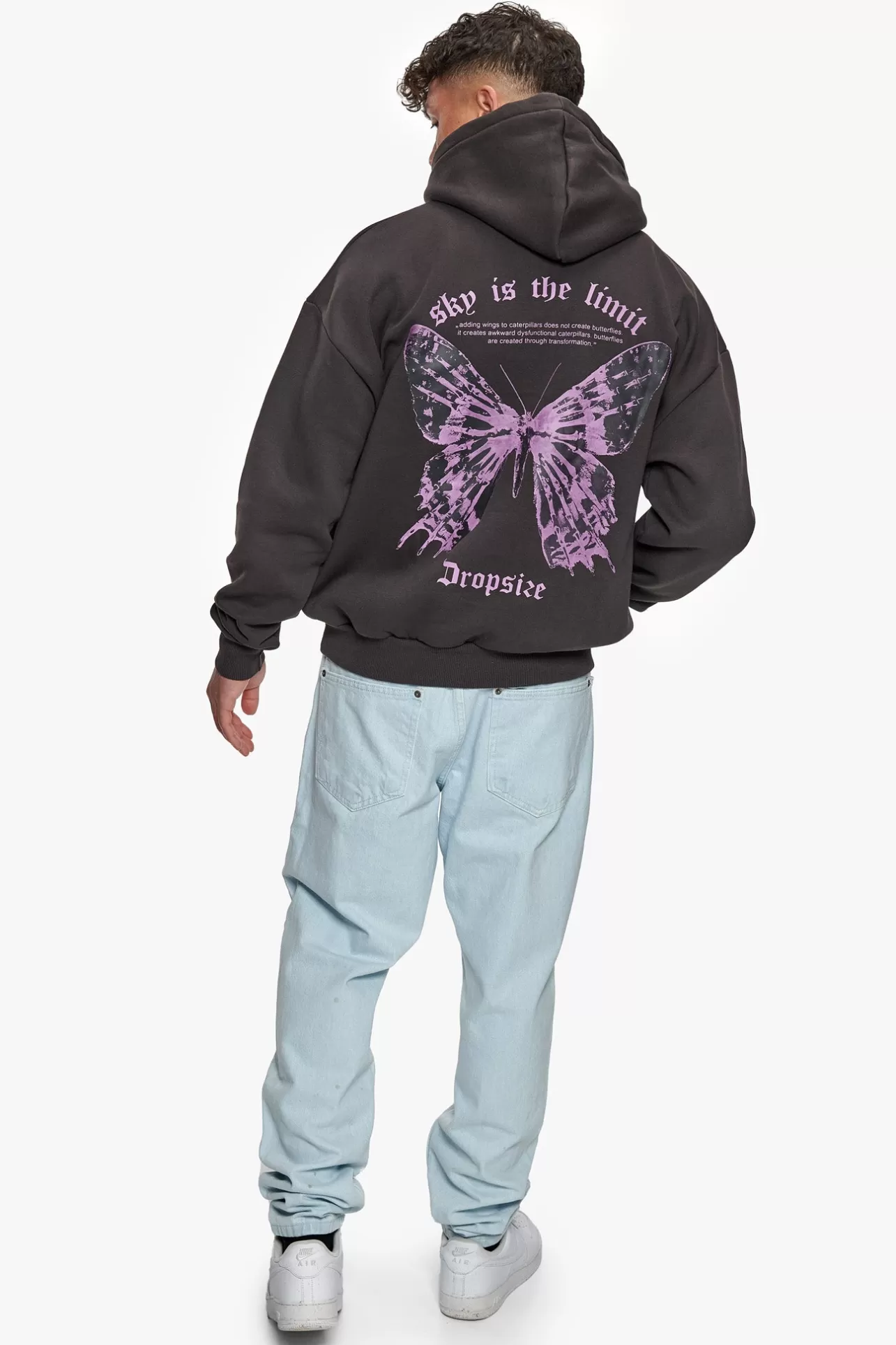 Dropsize HEAVY OVERSIZE SKY IS THE LIMIT HOODIE WASHED BLACK* Hoodie