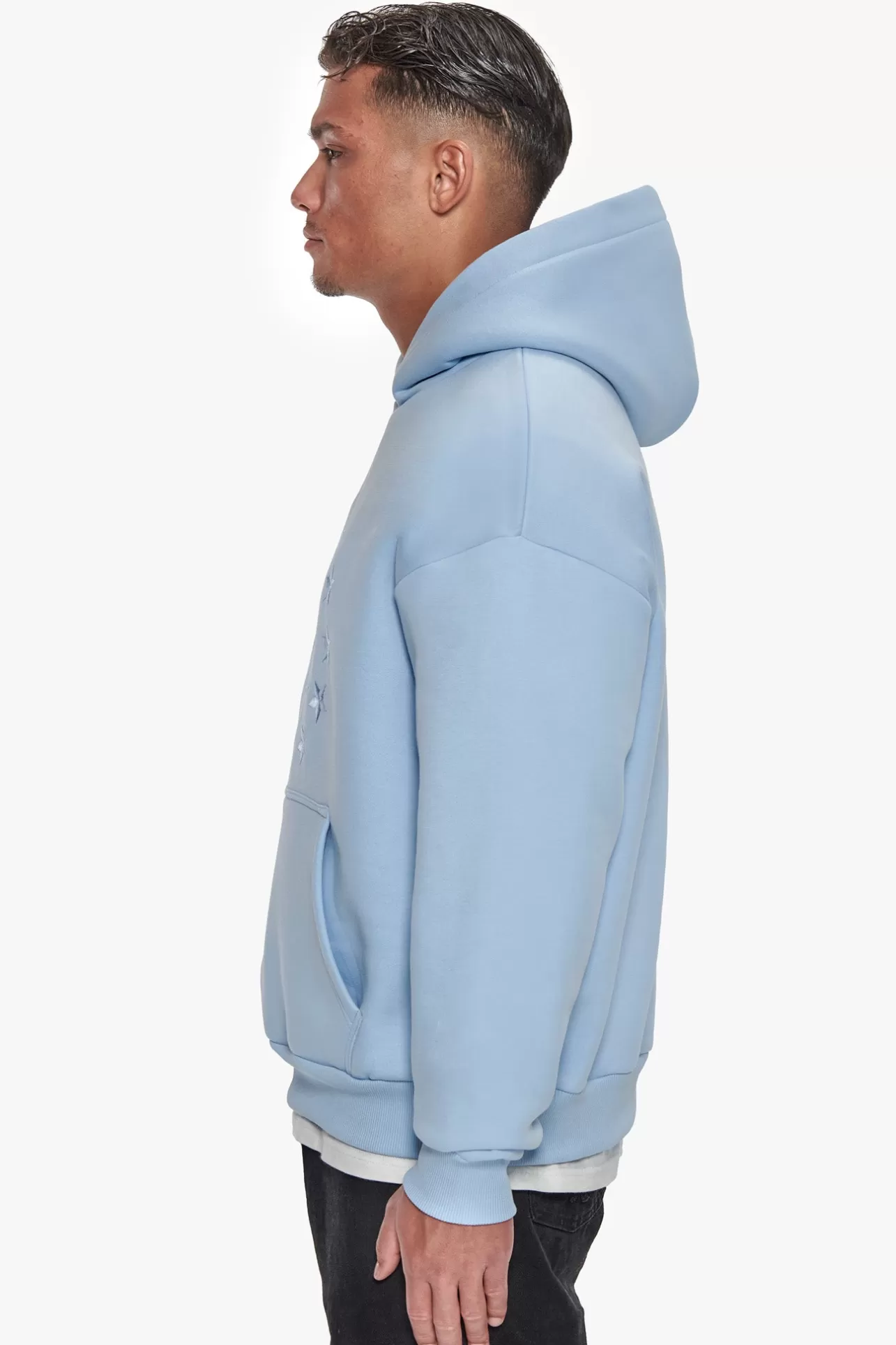 Dropsize HEAVY OVERSIZE STAR CIRCLE HOODIE BABY BLUE* Hoodie
