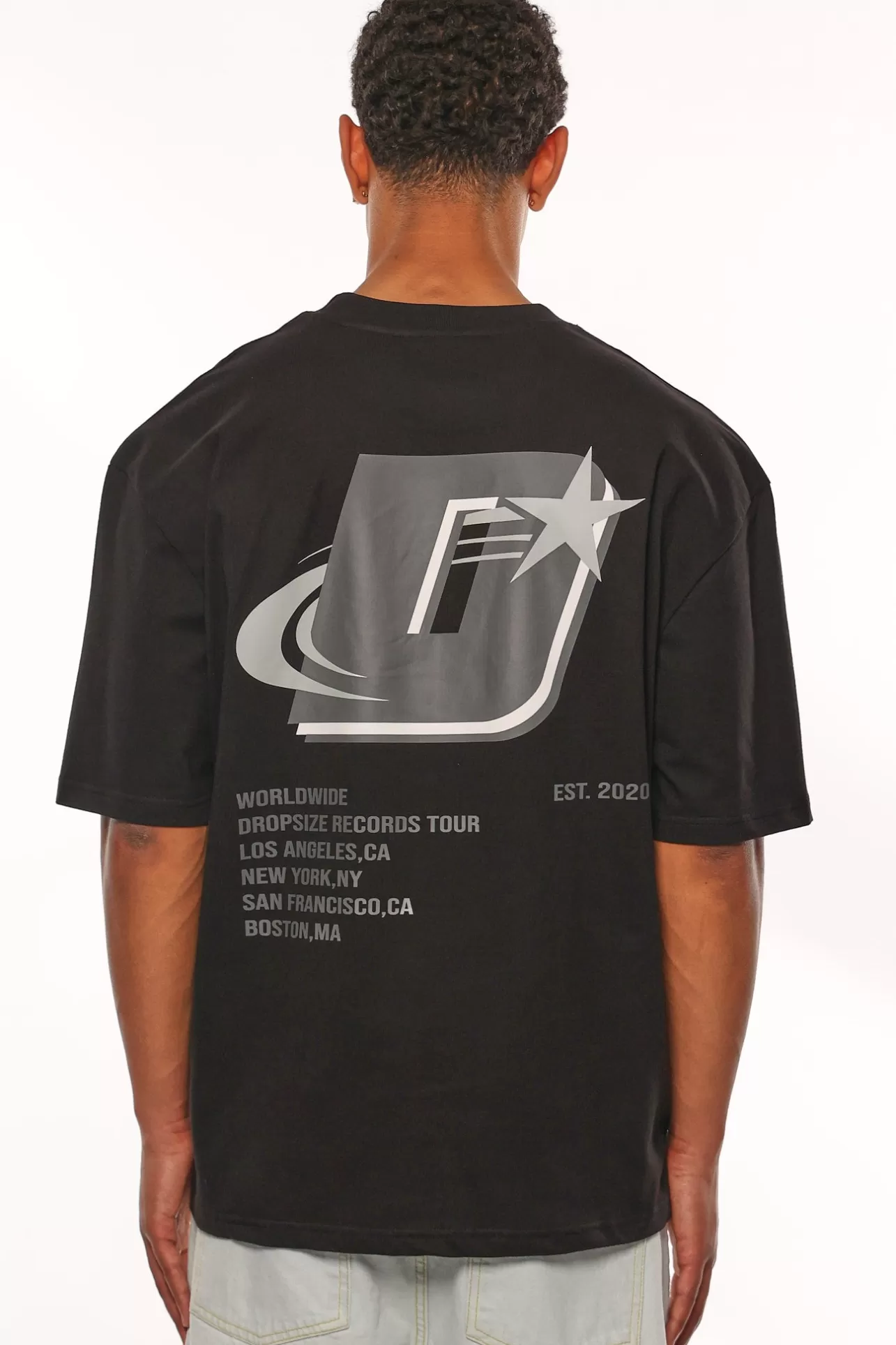 Dropsize HEAVY OVERSIZE STAR LOGO T-SHIRT BLACK* T Shirt