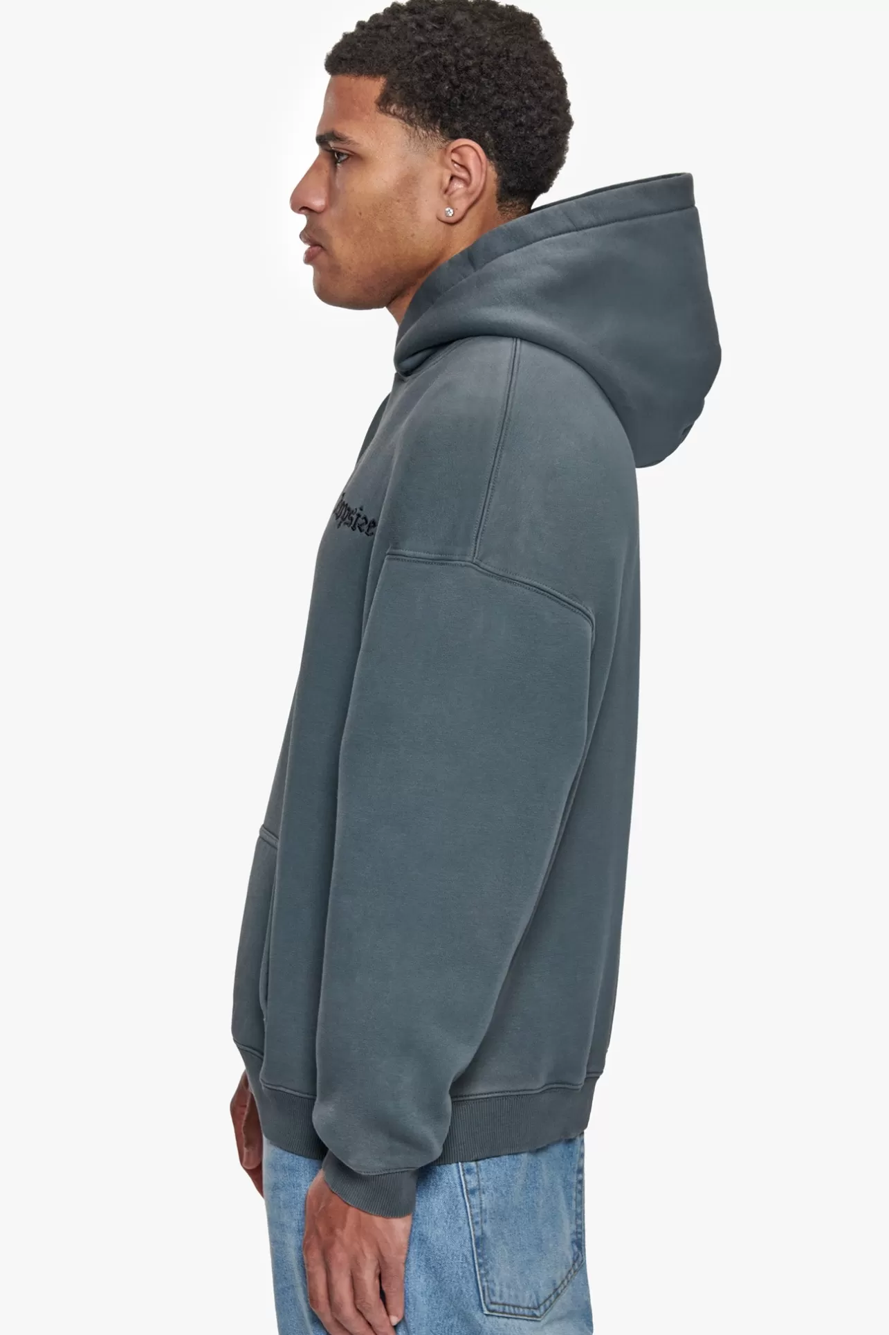 Dropsize HEAVY OVERSIZE STONE GREY EMBO HOODIE* Hoodie