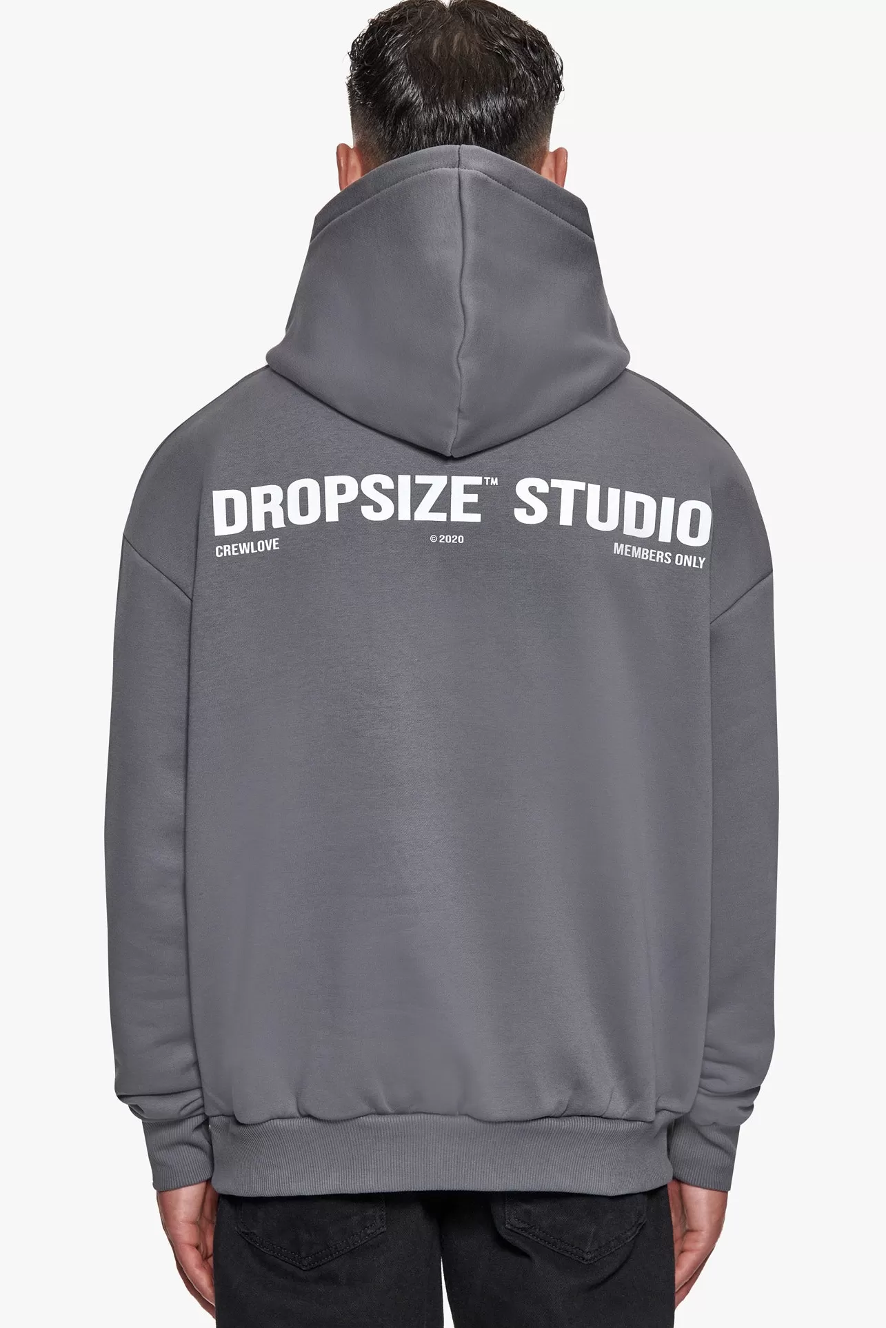 Dropsize HEAVY OVERSIZE STUDIO HOODIE GRAY / WHITE* Hoodie
