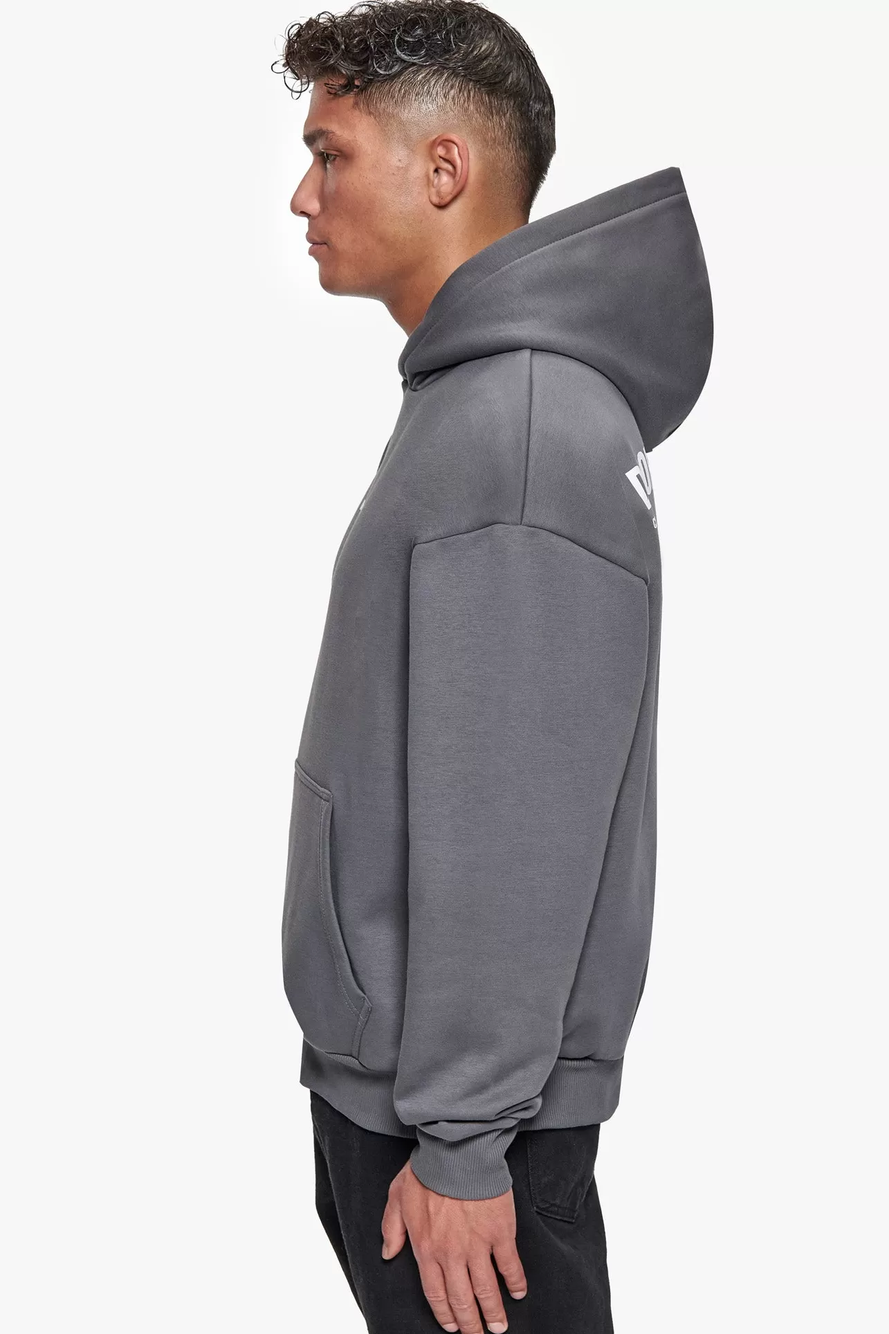 Dropsize HEAVY OVERSIZE STUDIO HOODIE GRAY / WHITE* Hoodie