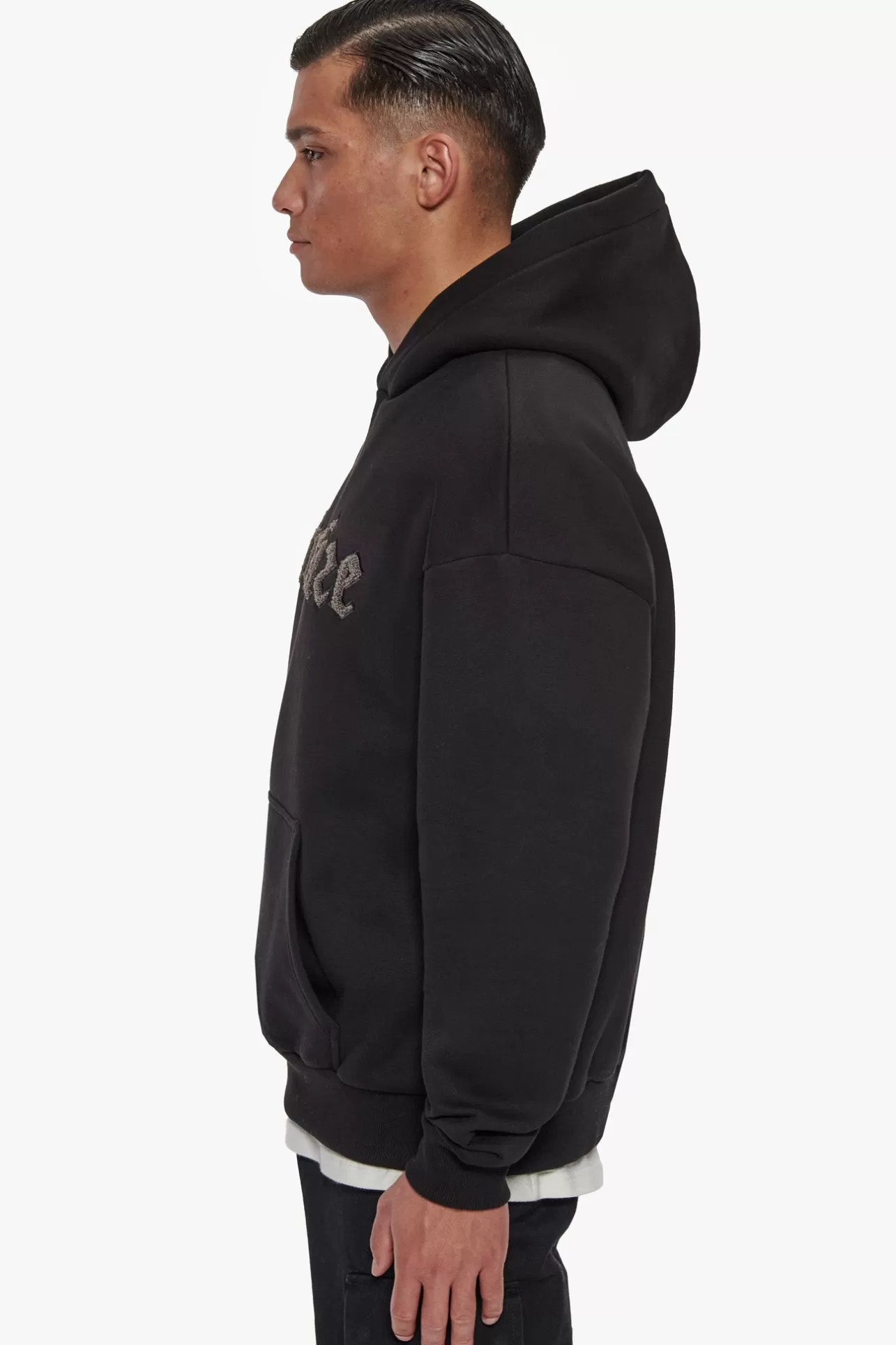 Dropsize HEAVY OVERSIZE TERRY EMBO HOODIE BLACK* Hoodie