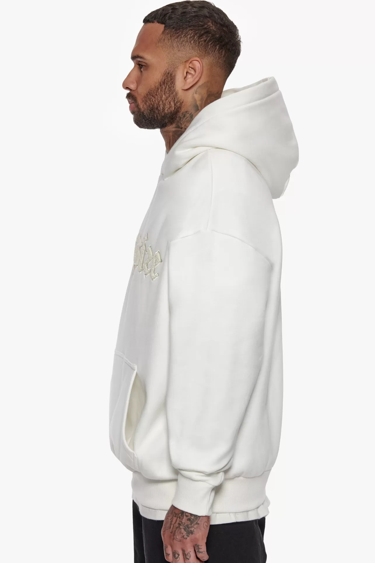 Dropsize HEAVY OVERSIZE TERRY EMBO HOODIE CREAM* Hoodie