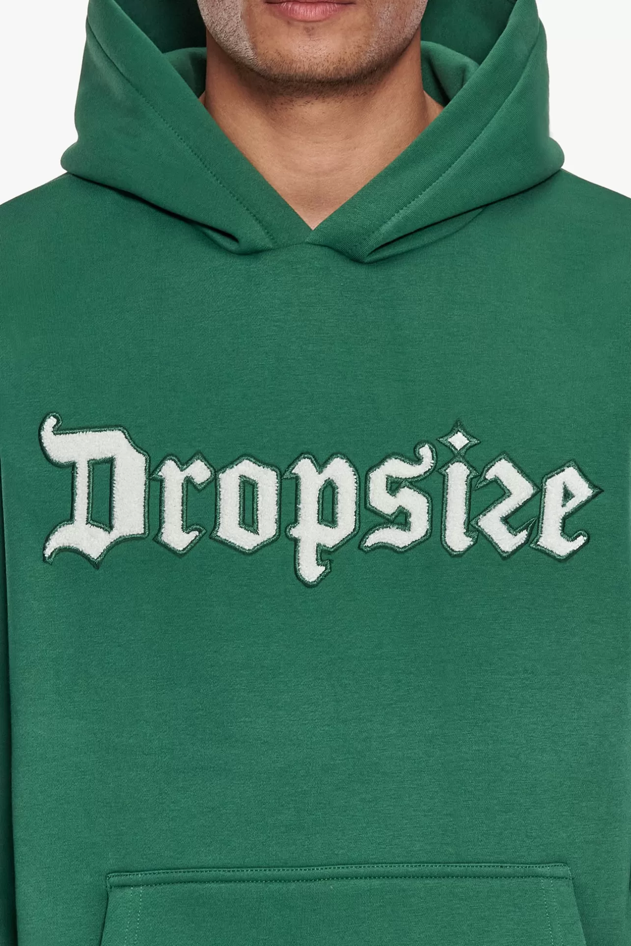 Dropsize HEAVY OVERSIZE TERRY EMBO HOODIE WASHED GREEN / CREAM* Hoodie