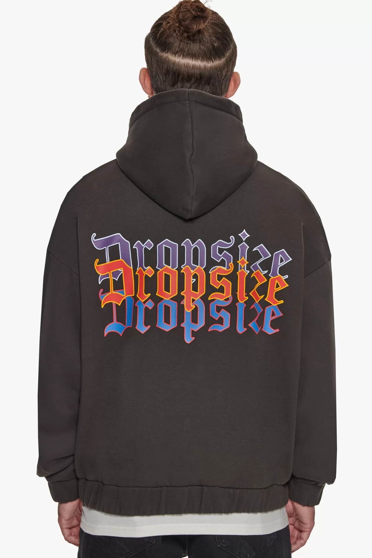 Dropsize HEAVY OVERSIZE TRIPLE LOGO ZIP-HOODIE WASHED BLACK* Zips