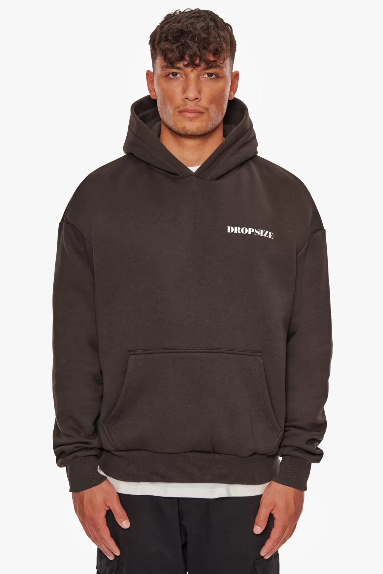 Dropsize HEAVY OVERSIZE V2 CIRLCE HOODIE CHOCOLATE BROWN* Hoodie