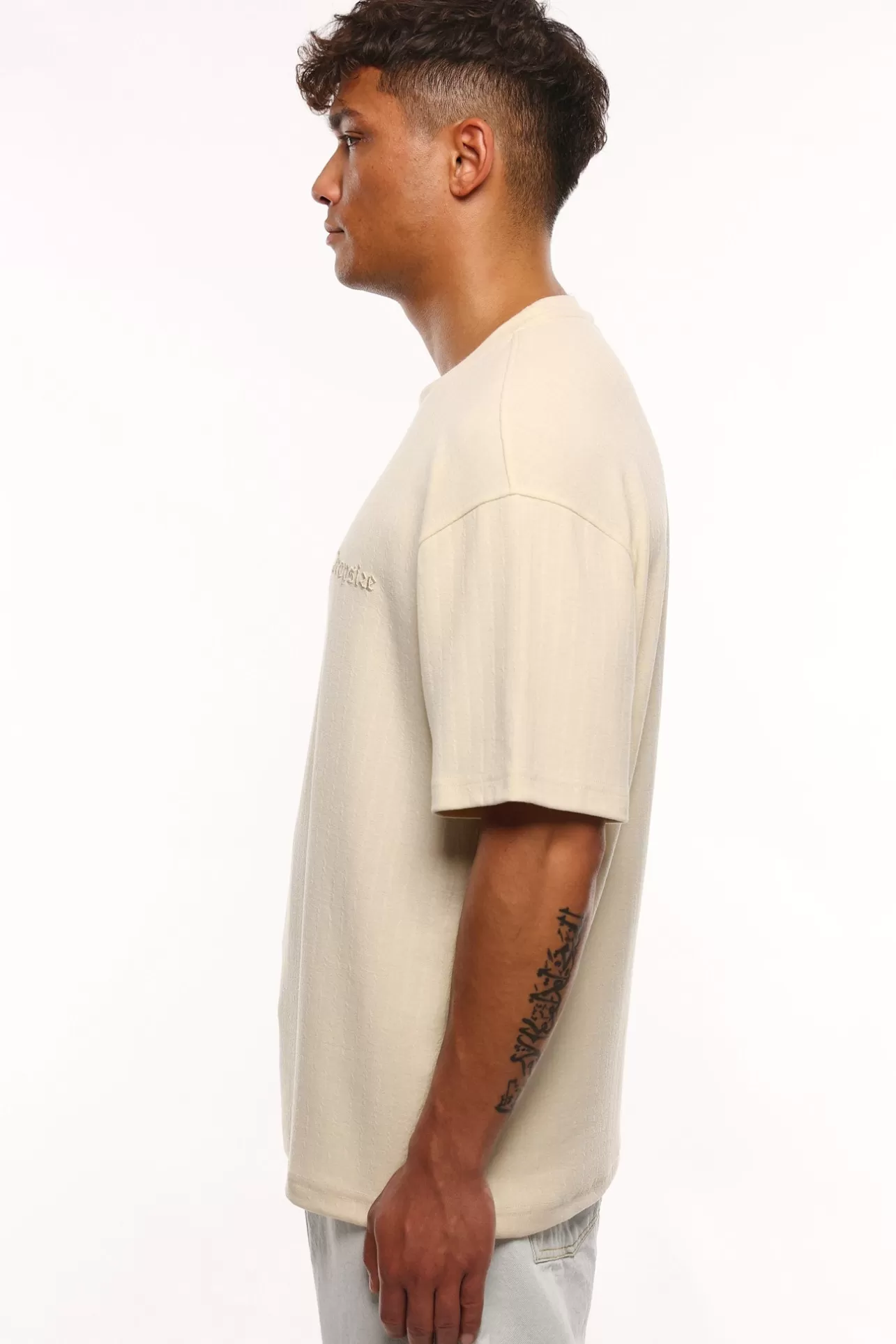 Dropsize HEAVY OVERSIZE WAFFLE T-SHIRT BEIGE* T Shirt