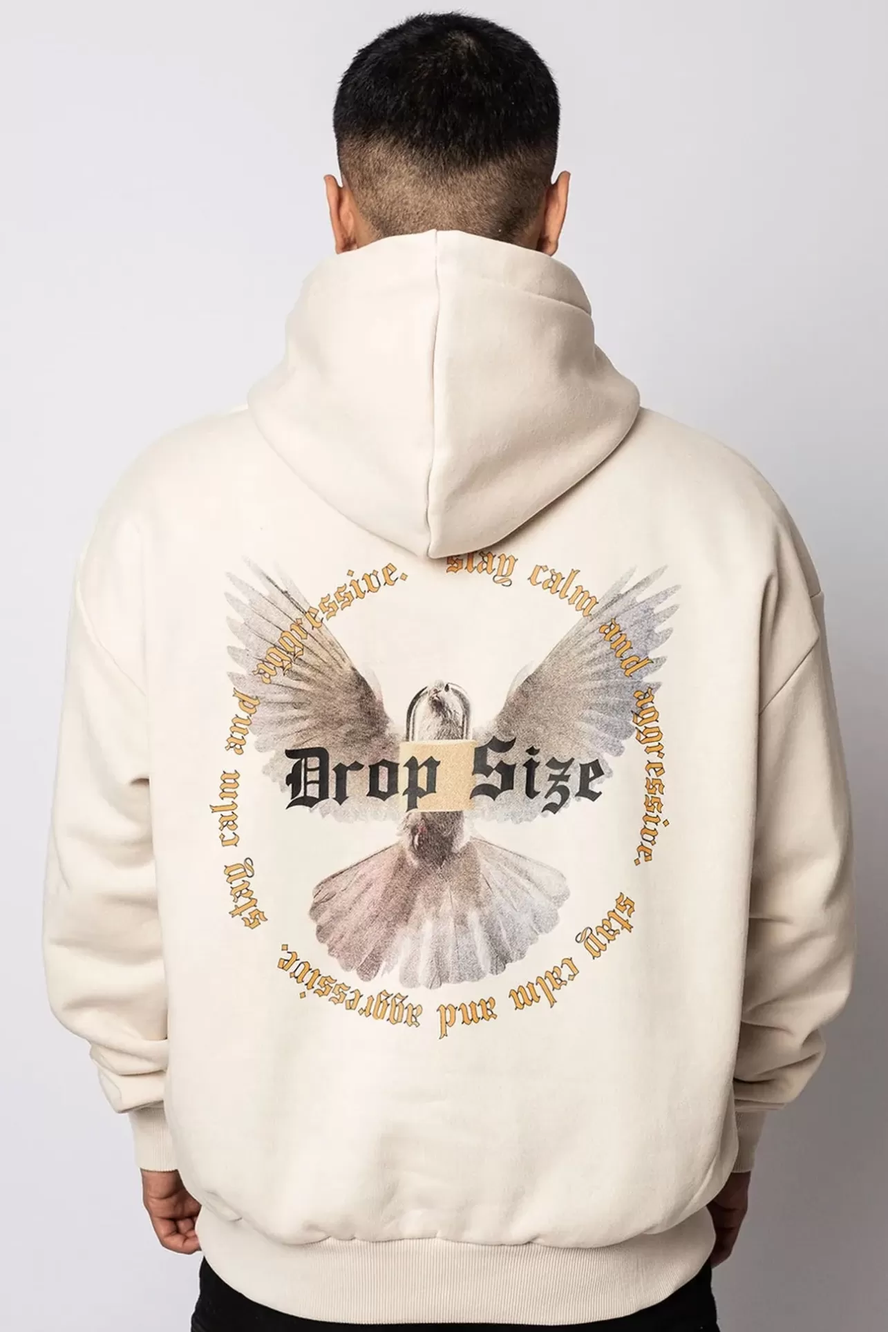 Dropsize HEAVY OVERSIZE WHITE DOVE 2.0 HOODIE COCONUT MILK* Hoodie