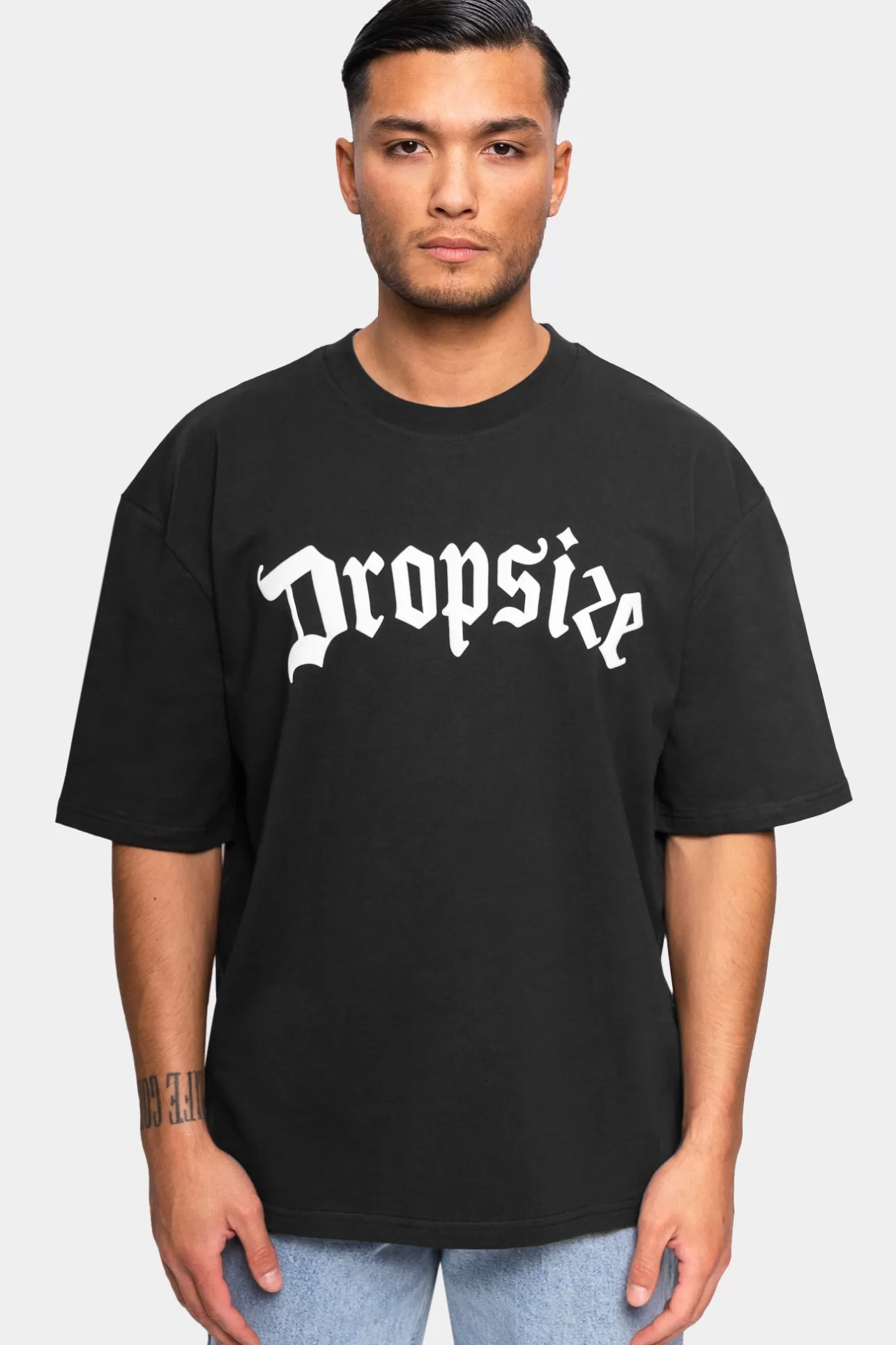 Dropsize HEAVY OVERSIZE WHITE LOGO PUFFER PRINT T-SHIRT WASHED BLACK* T Shirt