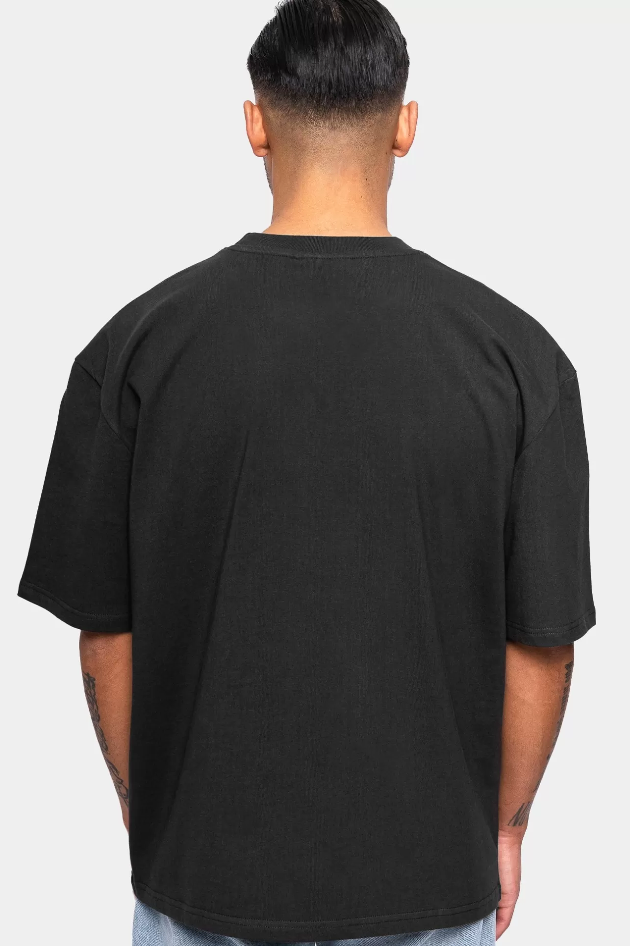Dropsize HEAVY OVERSIZE WHITE LOGO PUFFER PRINT T-SHIRT WASHED BLACK* T Shirt