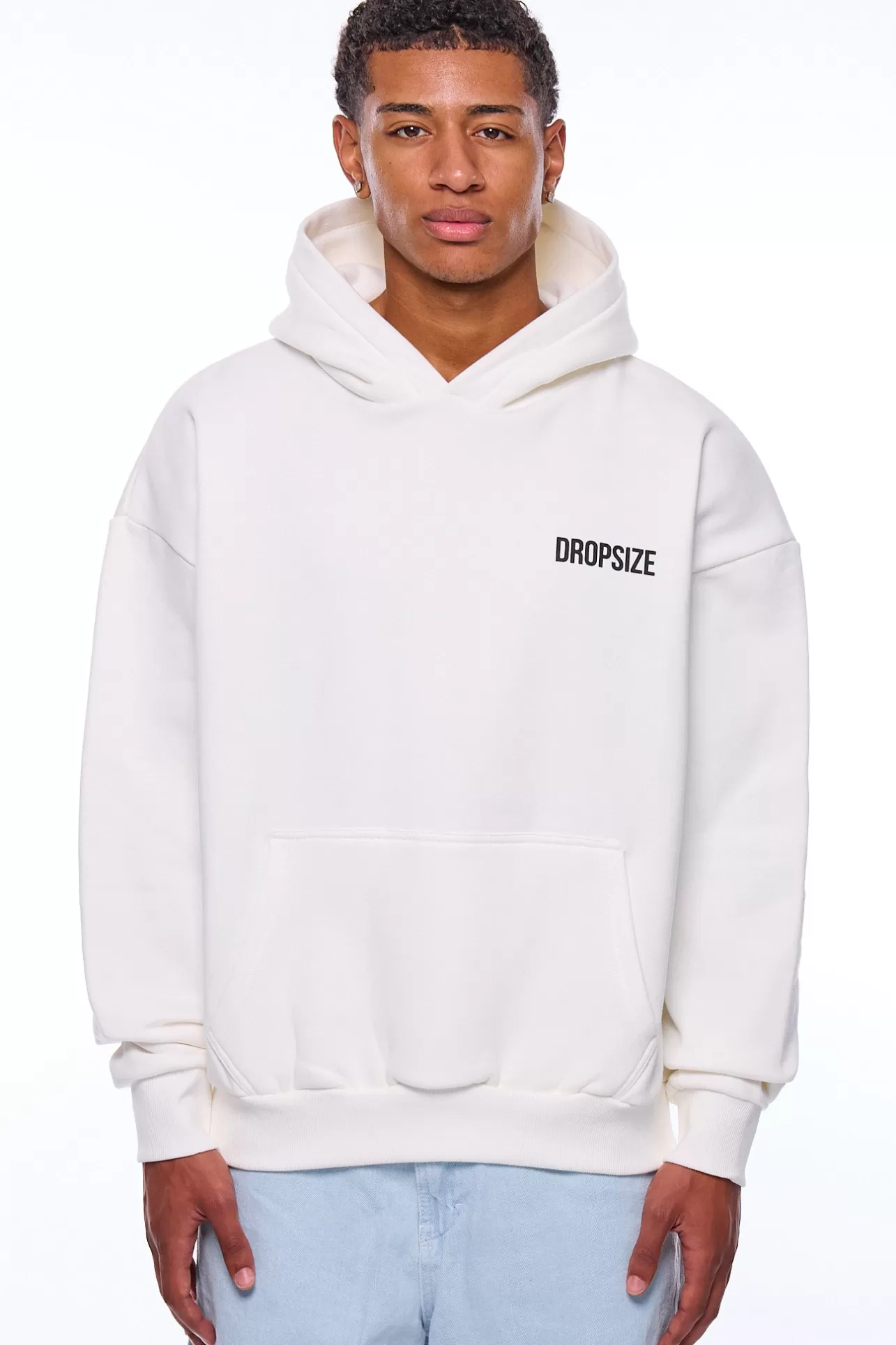 Dropsize HEAVY OVERSIZE WRONG REALITY HOODIE CREAM WHITE* Hoodie