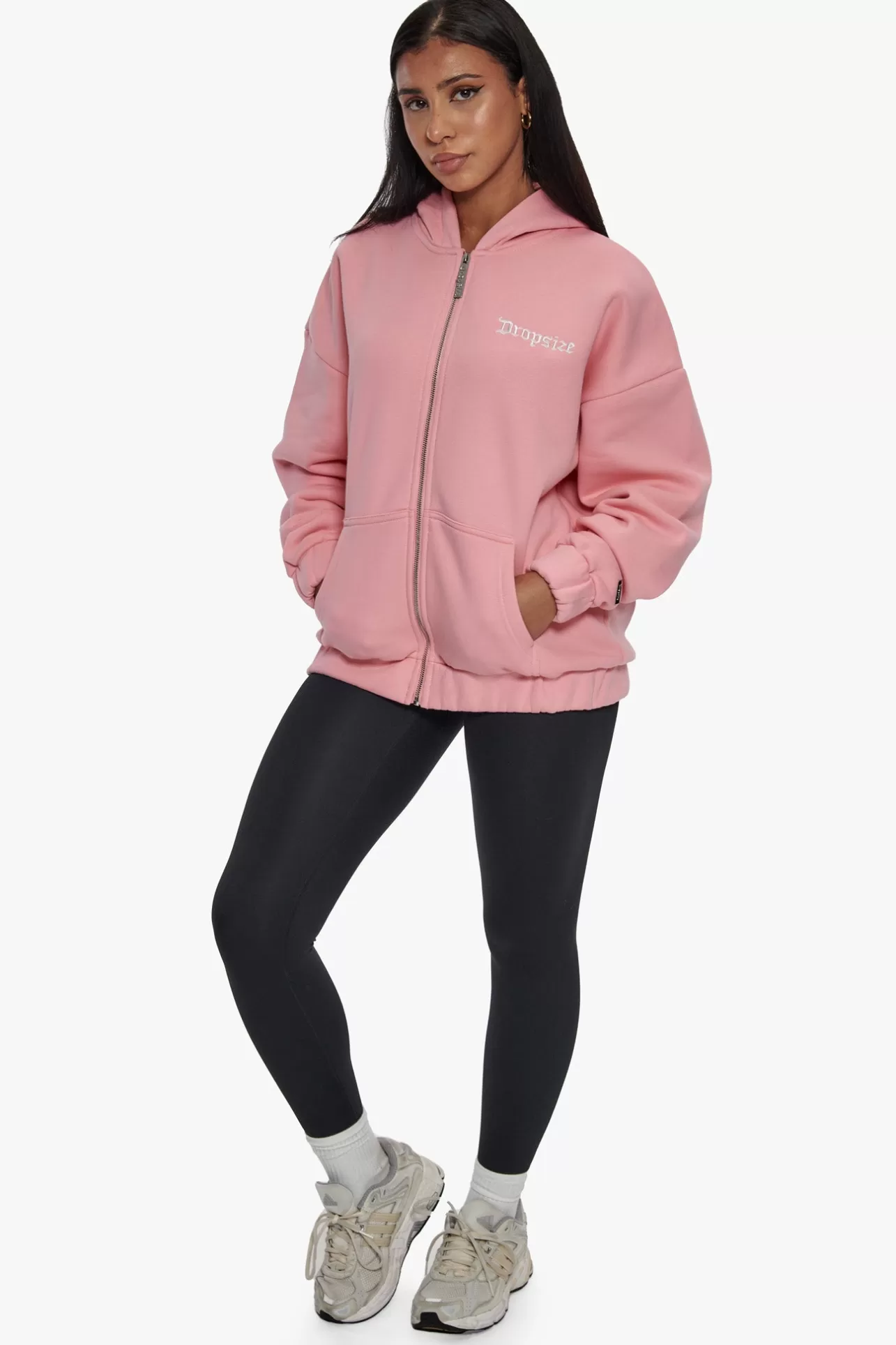 Dropsize HEAVY OVERSIZE ZIP HOODIE PINK*Women Women
