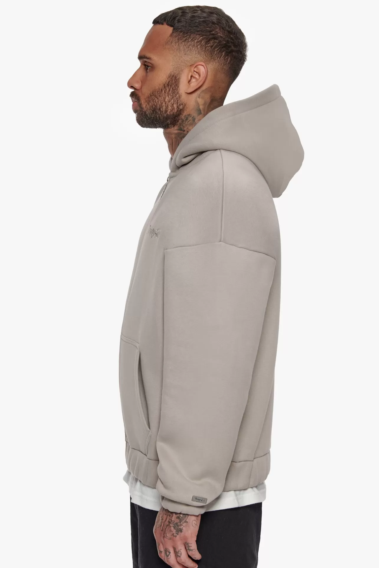 Dropsize HEAVY OVERSIZE ZIP HOODIE SILVER GREY* Zips