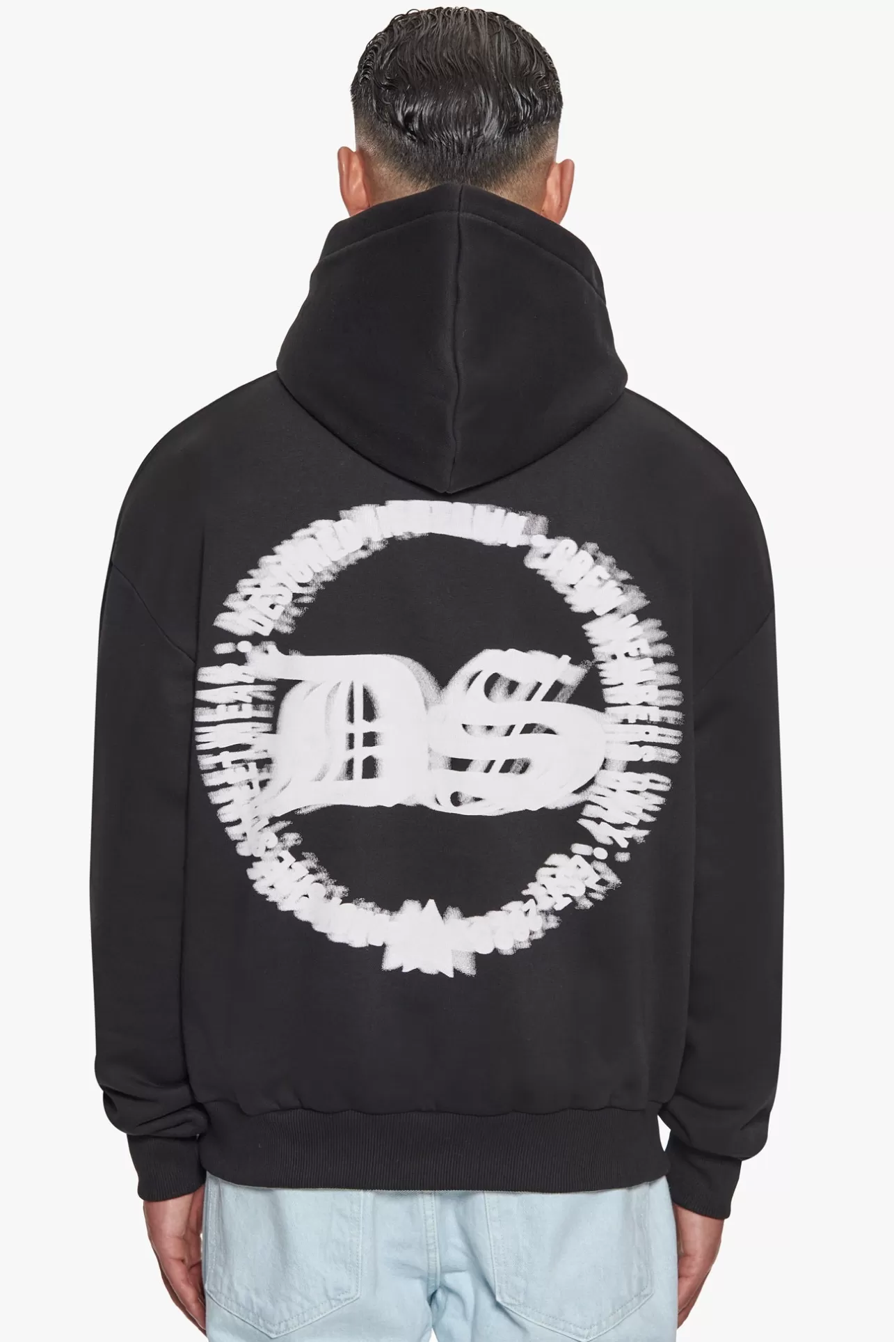 Dropsize HEAVY OVERSIZED BLURRED LOGO HOODIE BLACK* Hoodie