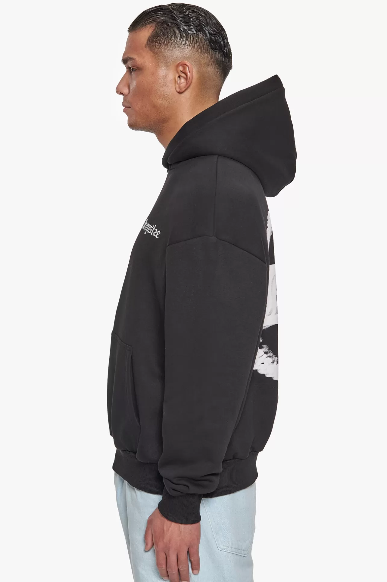 Dropsize HEAVY OVERSIZED BLURRED LOGO HOODIE BLACK* Hoodie