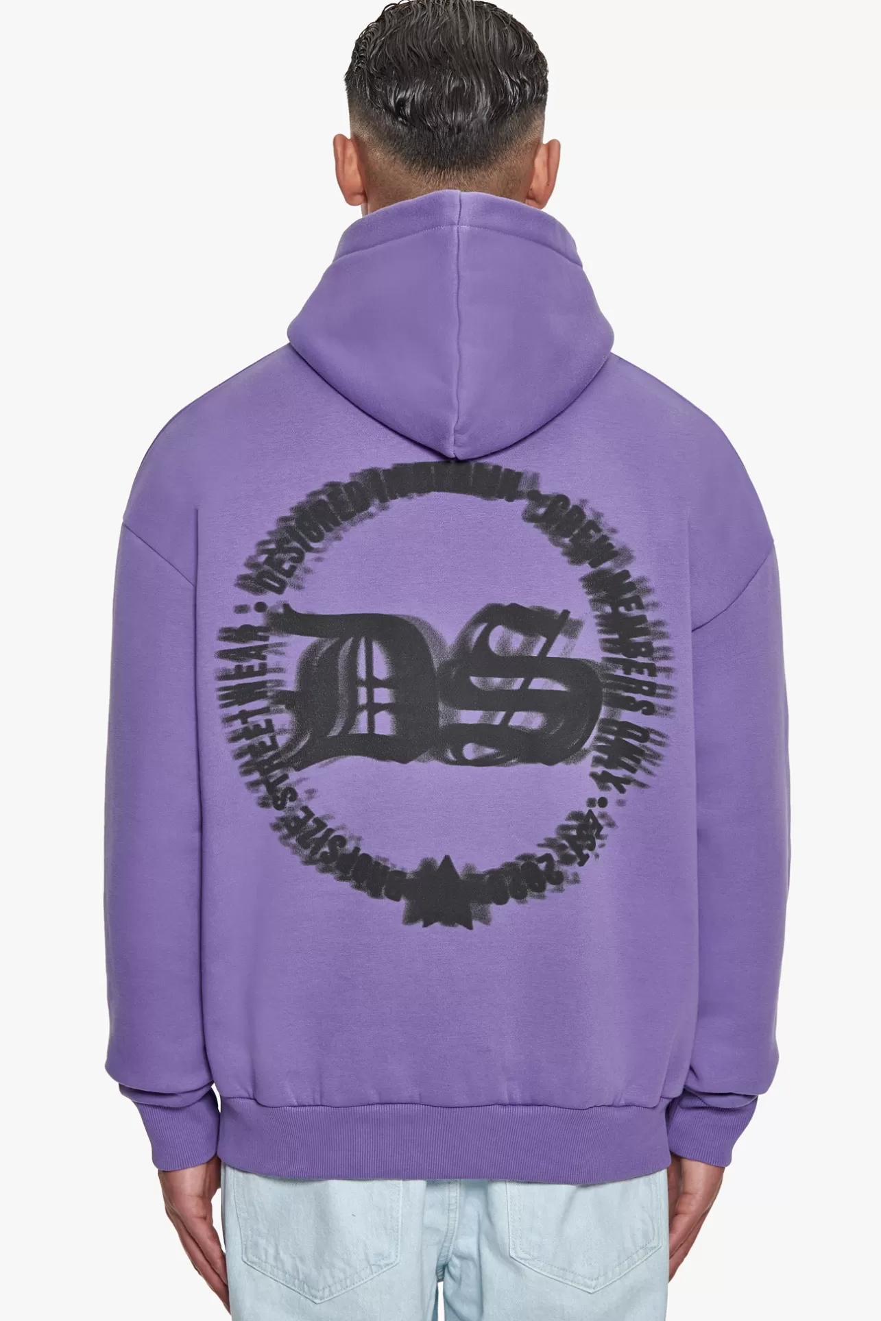 Dropsize HEAVY OVERSIZED BLURRED LOGO HOODIE WASHED PURPLE* Hoodie