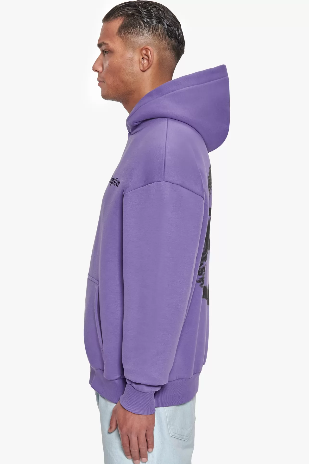 Dropsize HEAVY OVERSIZED BLURRED LOGO HOODIE WASHED PURPLE* Hoodie
