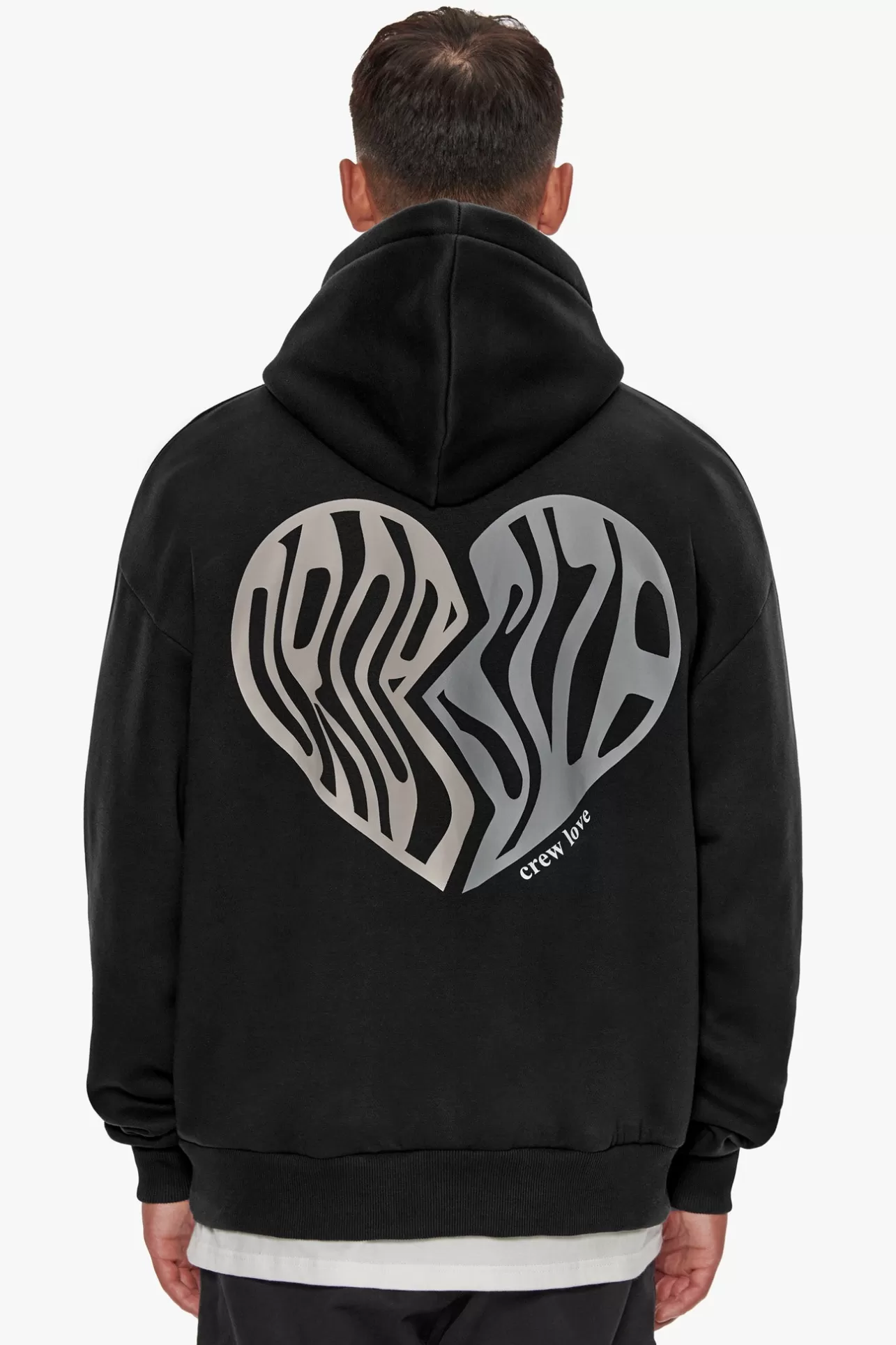 Dropsize HEAVY OVERSIZED BROKEN HEART HOODIE WASHED BLACK* Hoodie