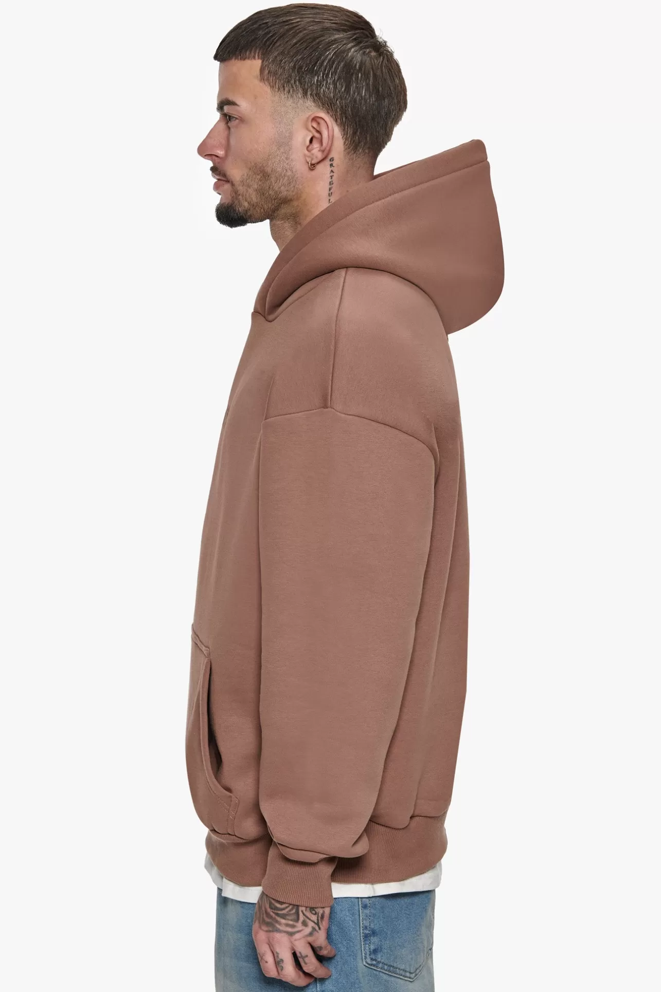 Dropsize HEAVY OVERSIZED CENTER HD HOODIE BROWN* Hoodie