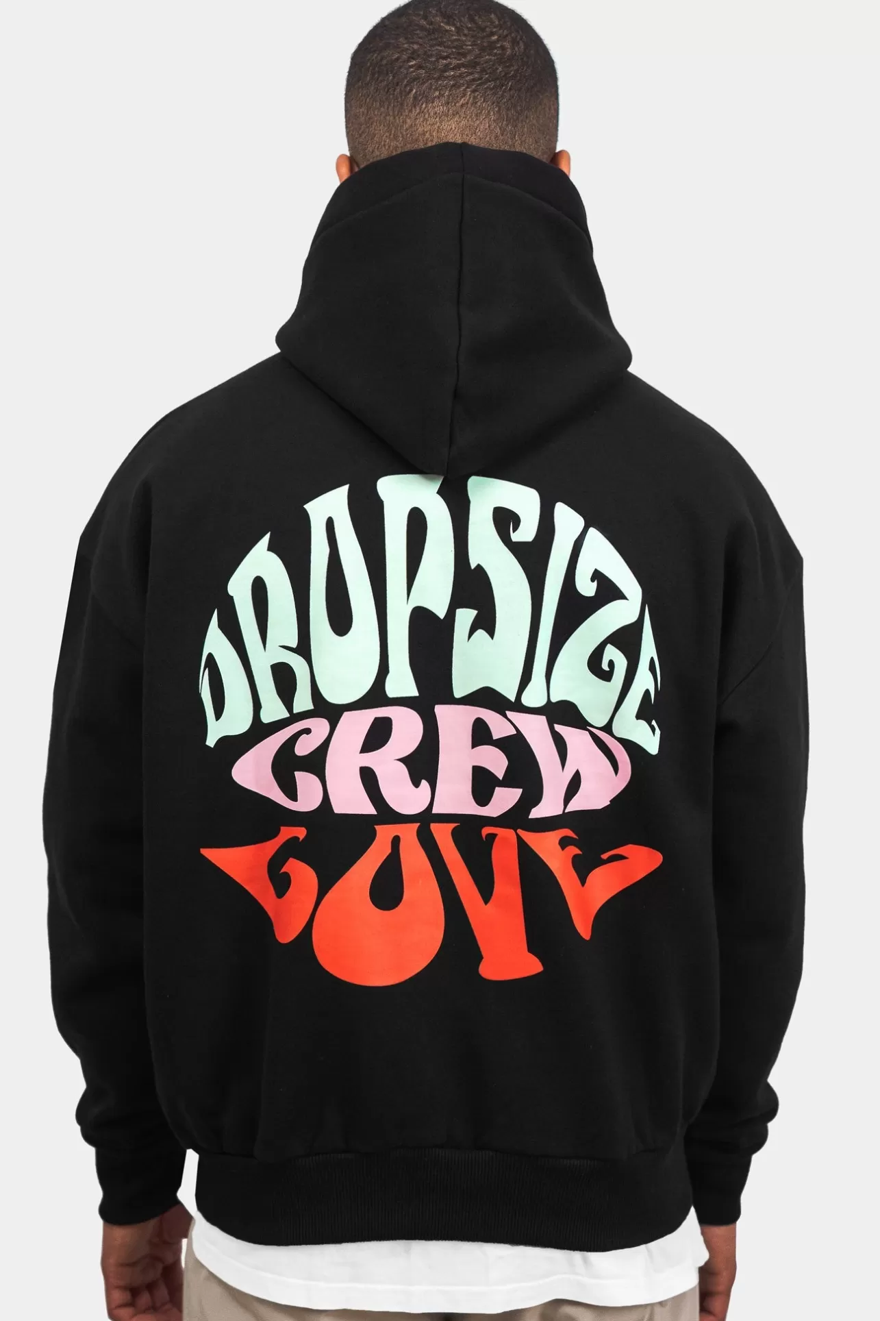 Dropsize HEAVY OVERSIZED CREW LOVE HOODIE BLACK* Hoodie