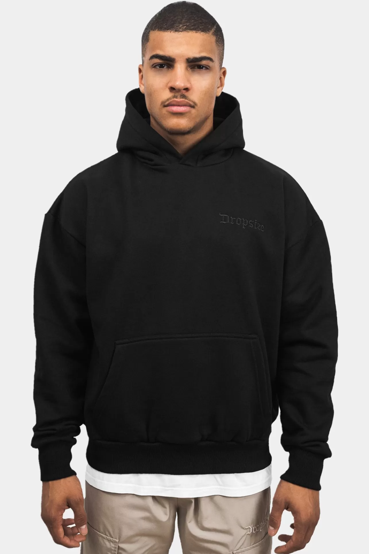 Dropsize HEAVY OVERSIZED CREW LOVE HOODIE BLACK* Hoodie