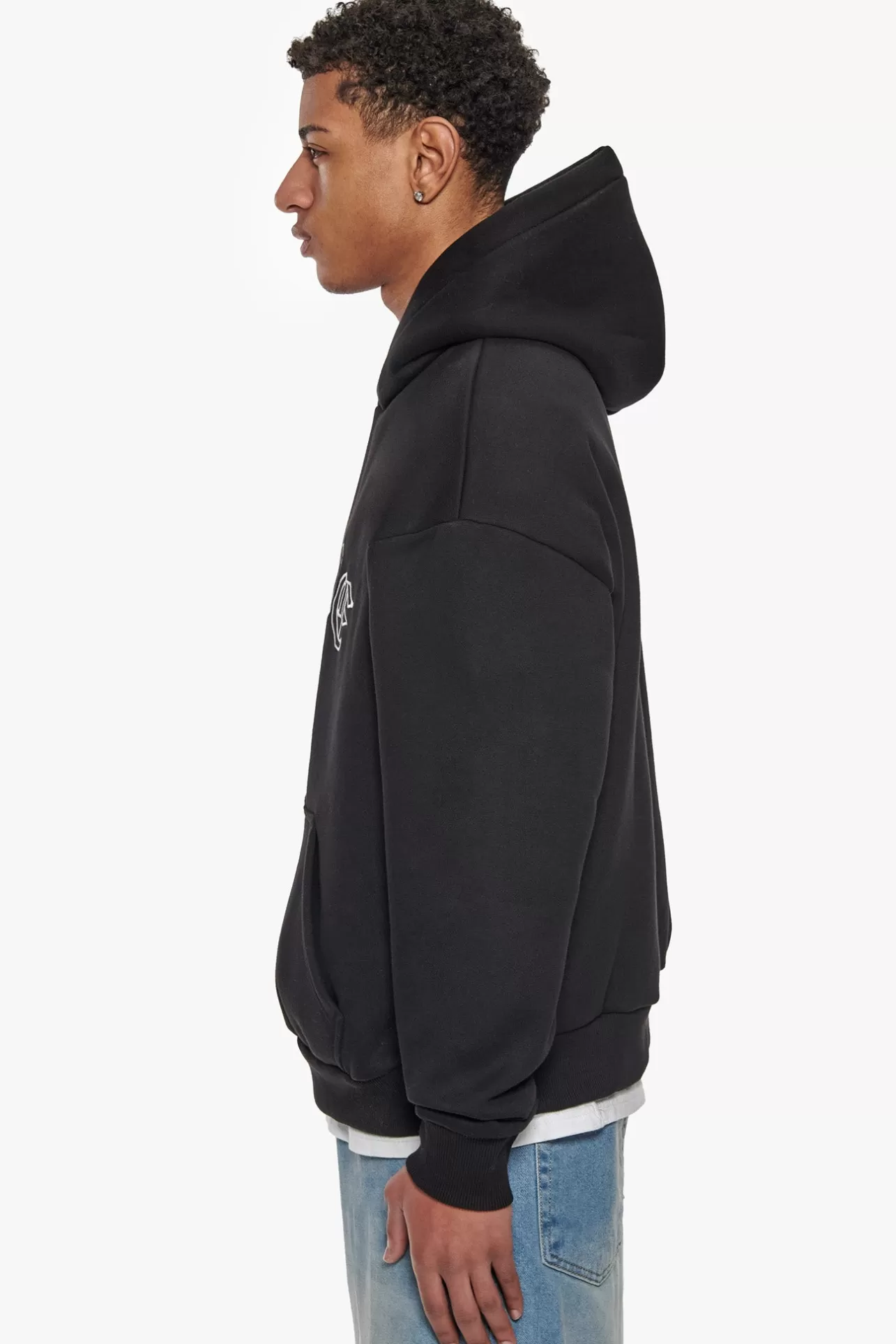 Dropsize HEAVY OVERSIZED CRIME OUTLINE HOODIE BLACK* Hoodie