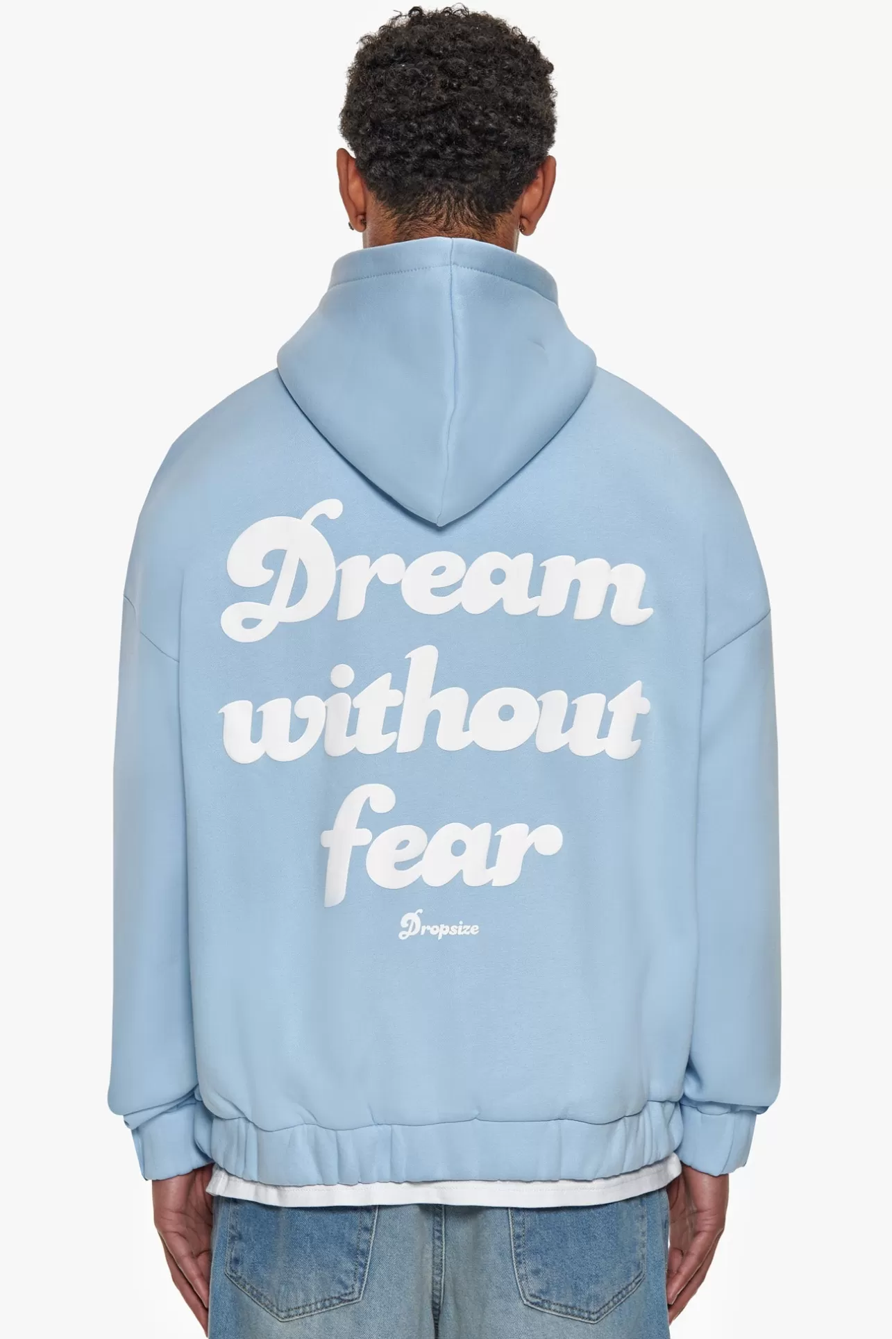 Dropsize HEAVY OVERSIZED DREAM WITHOUT FEAR ZIP HOODIE BABY BLUE* Zips