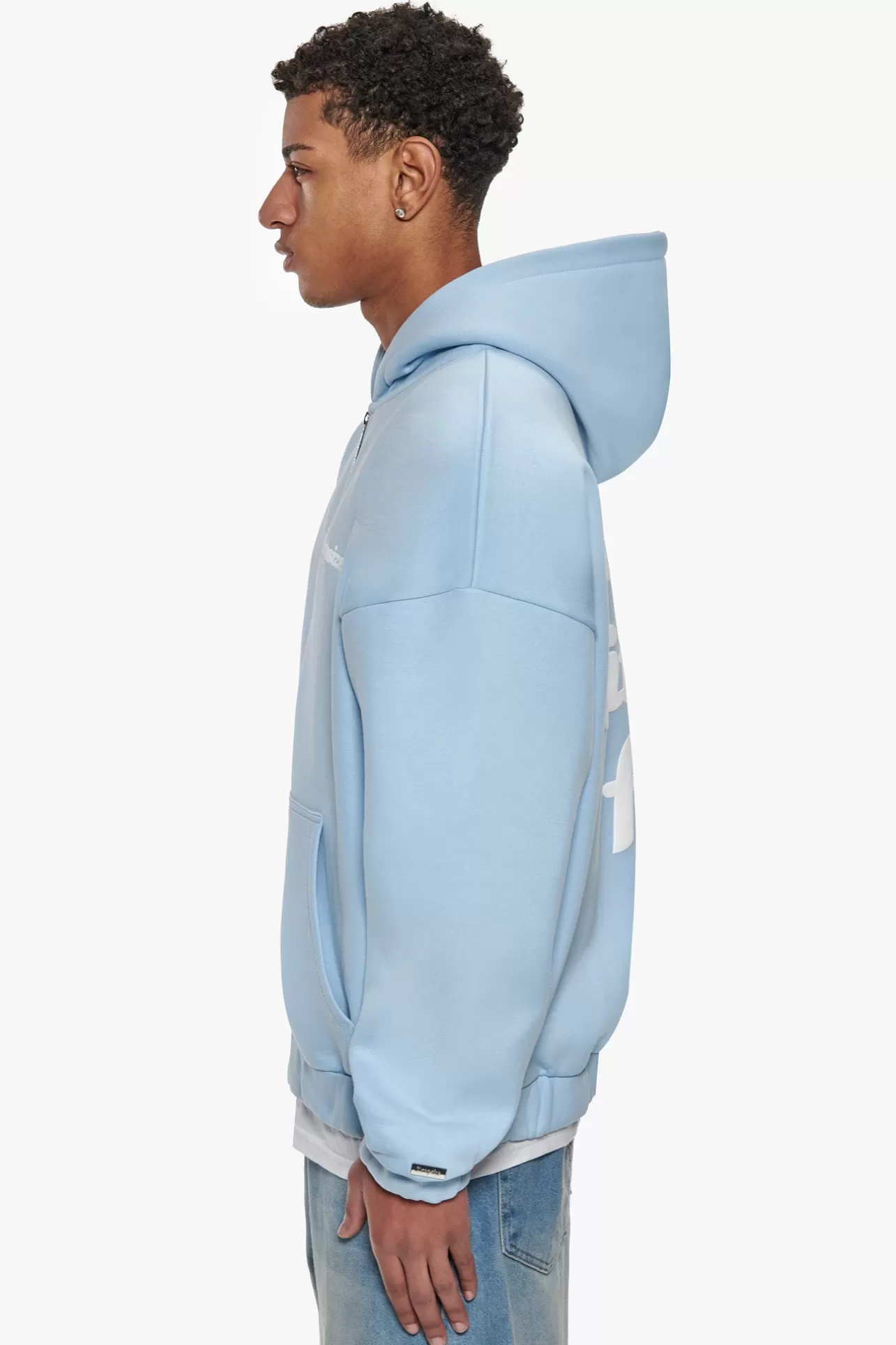 Dropsize HEAVY OVERSIZED DREAM WITHOUT FEAR ZIP HOODIE BABY BLUE* Zips