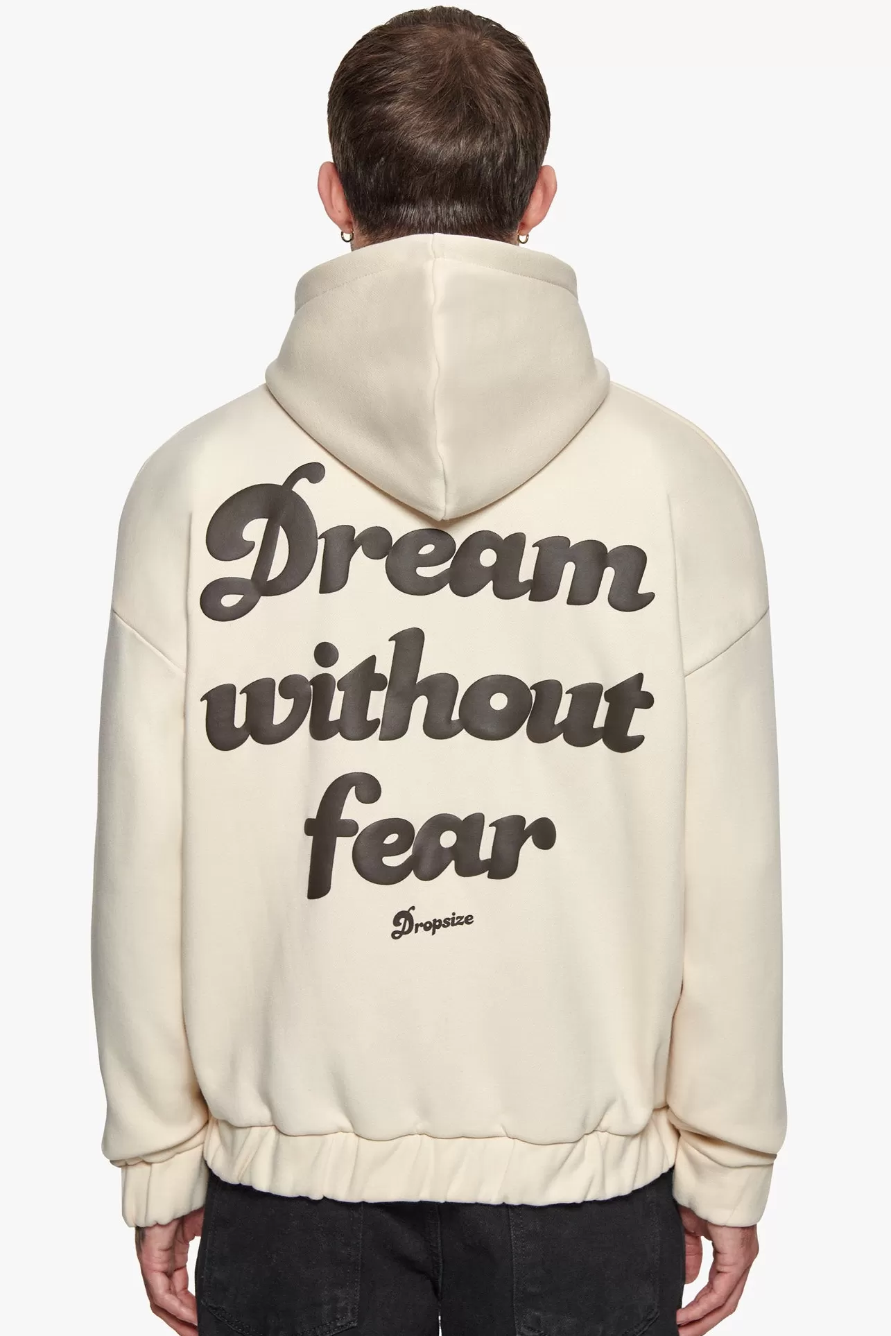 Dropsize HEAVY OVERSIZED DREAM WITHOUT FEAR ZIP HOODIE COCONUT MILK* Zips