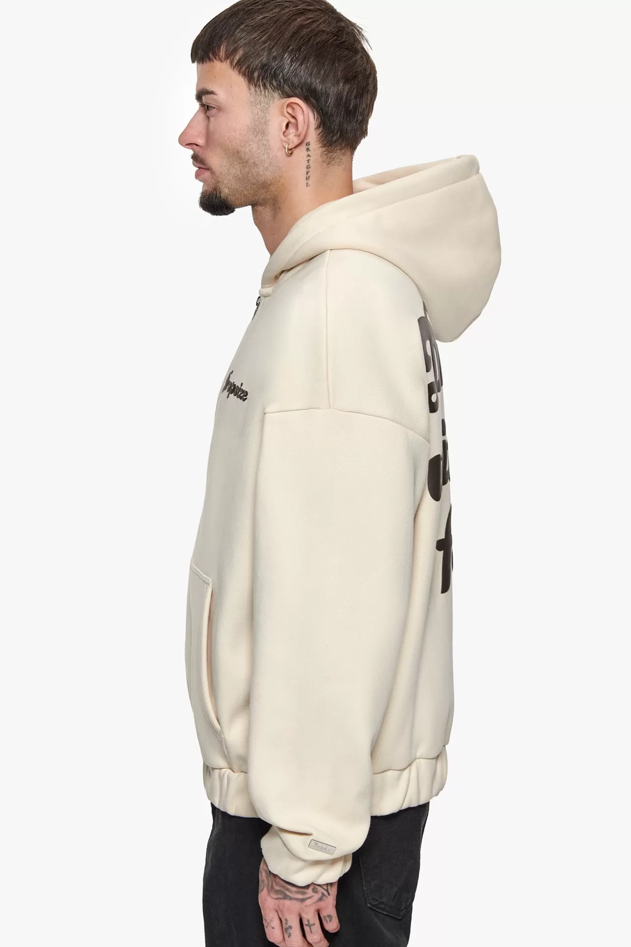 Dropsize HEAVY OVERSIZED DREAM WITHOUT FEAR ZIP HOODIE COCONUT MILK* Zips