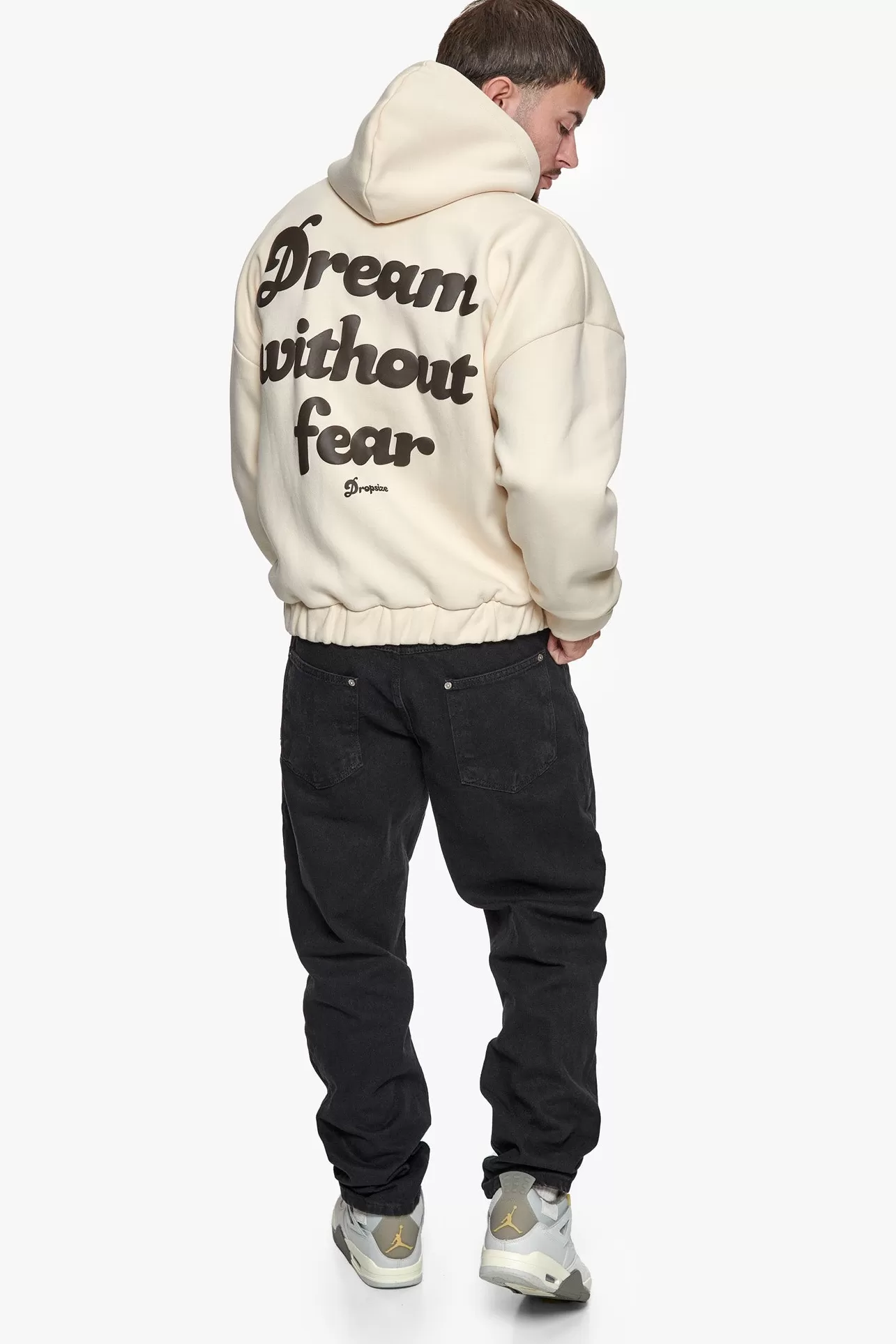 Dropsize HEAVY OVERSIZED DREAM WITHOUT FEAR ZIP HOODIE COCONUT MILK* Zips