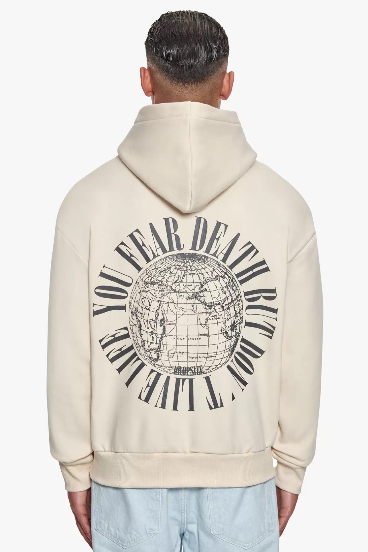 Dropsize HEAVY OVERSIZED FEAR DEATH HOODIE COCONUT MILK* Hoodie