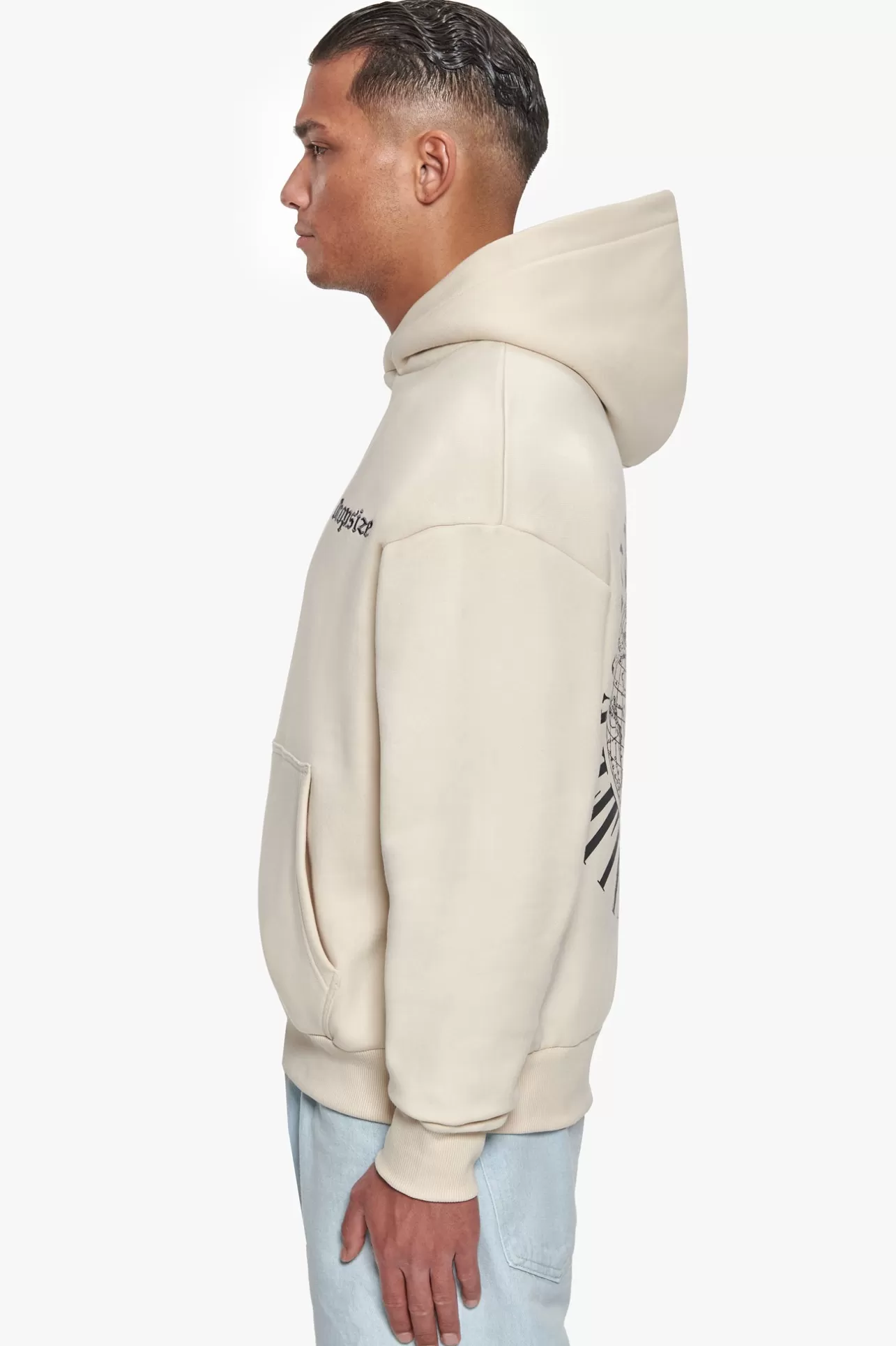 Dropsize HEAVY OVERSIZED FEAR DEATH HOODIE COCONUT MILK* Hoodie