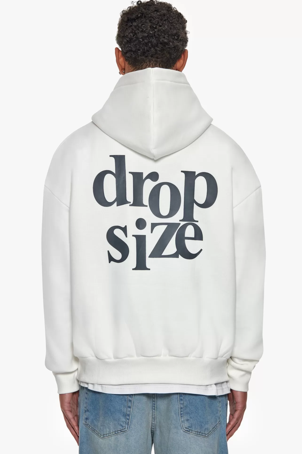 Dropsize HEAVY OVERSIZED LETTERS HOODIE CREAM WHITE / STEEL GREY* Hoodie