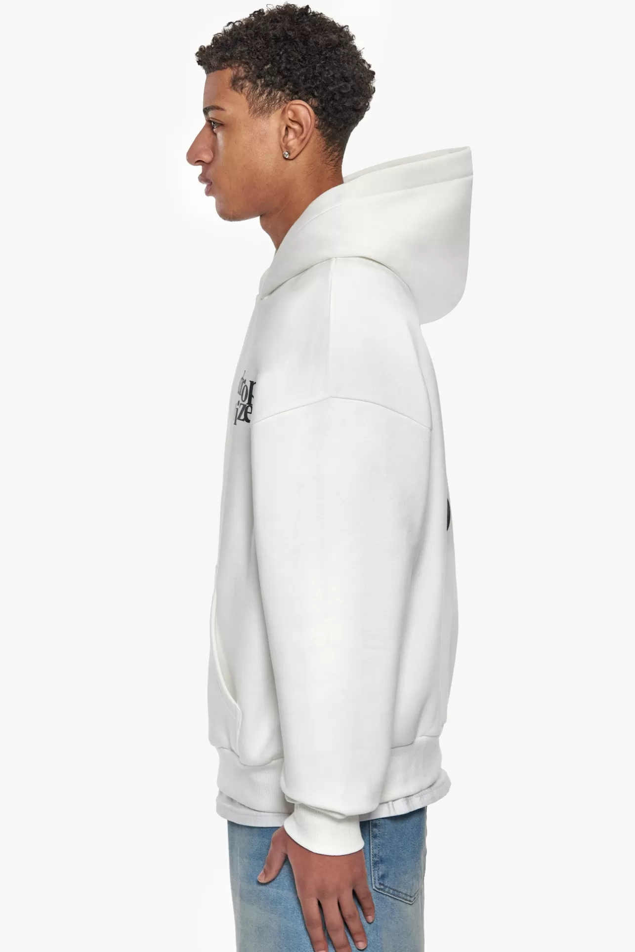 Dropsize HEAVY OVERSIZED LETTERS HOODIE CREAM WHITE / STEEL GREY* Hoodie