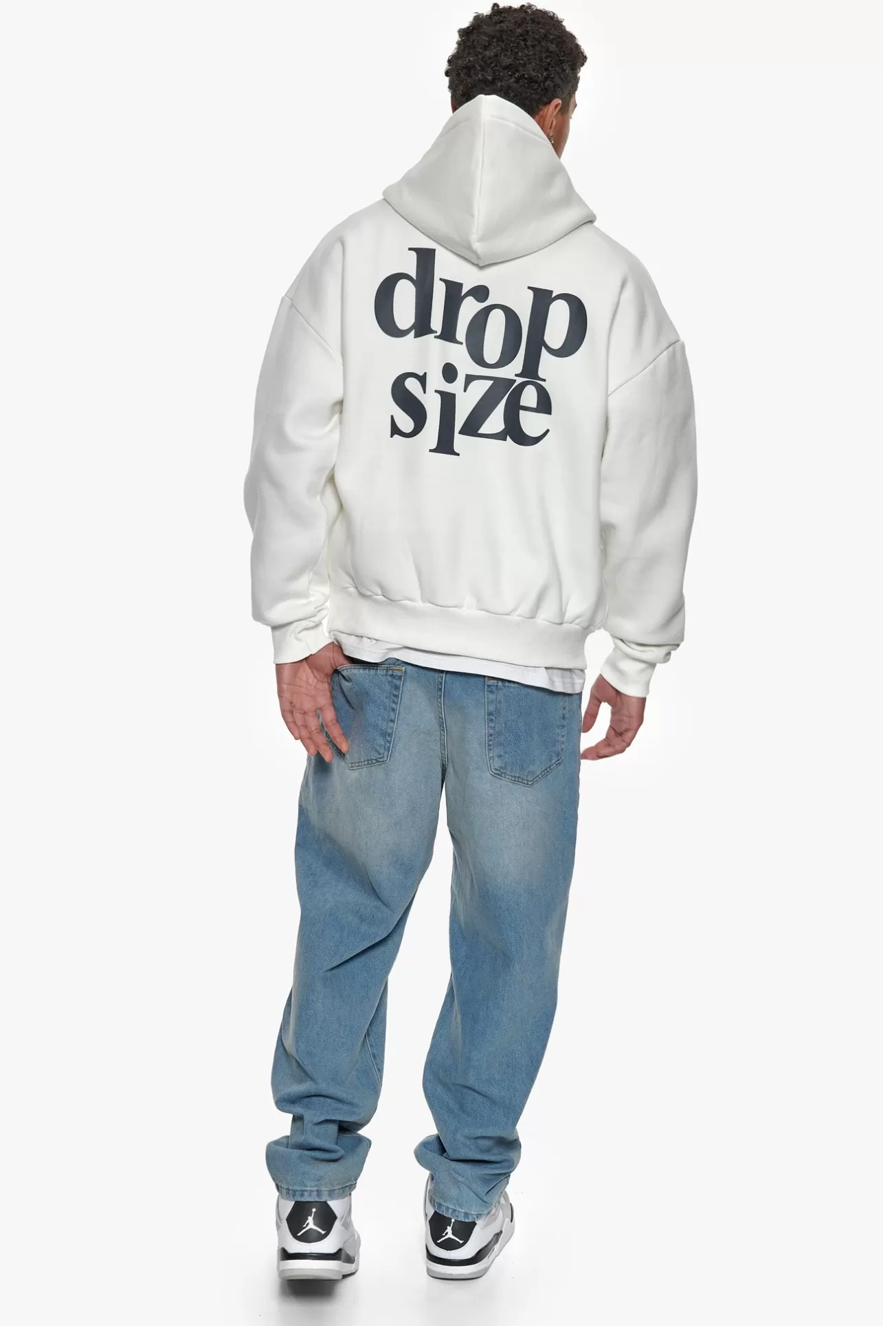 Dropsize HEAVY OVERSIZED LETTERS HOODIE CREAM WHITE / STEEL GREY* Hoodie