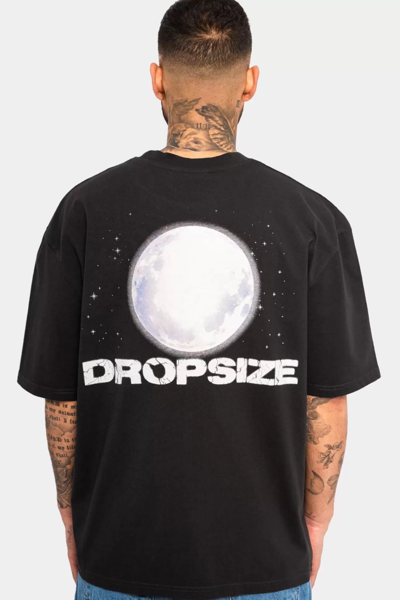 Dropsize HEAVY OVERSIZED MOON T-SHIRT WASHED BLACK* T Shirt