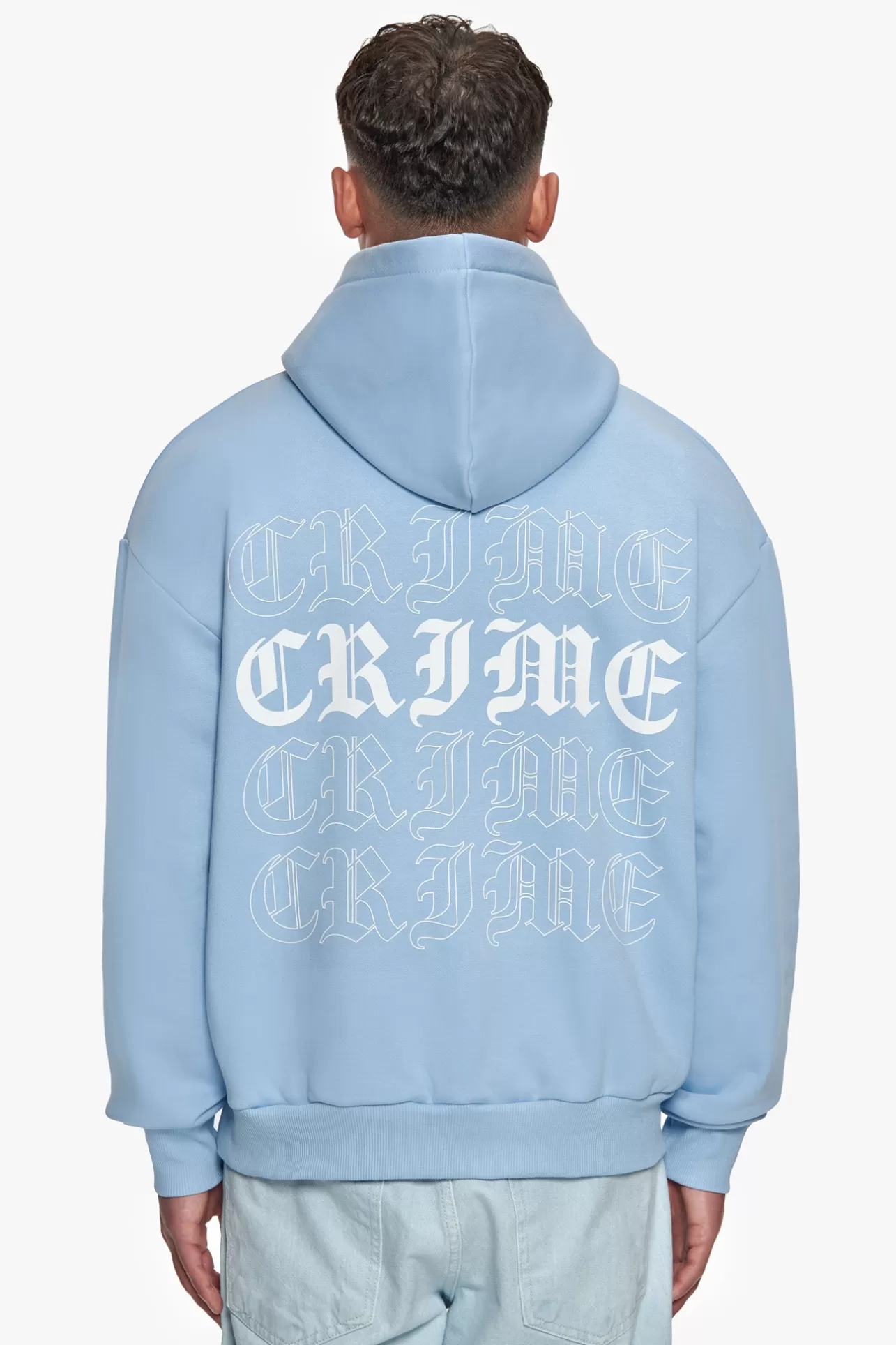 Dropsize HEAVY OVERSIZED QUADCRIME HOODIE BABY BLUE* Hoodie