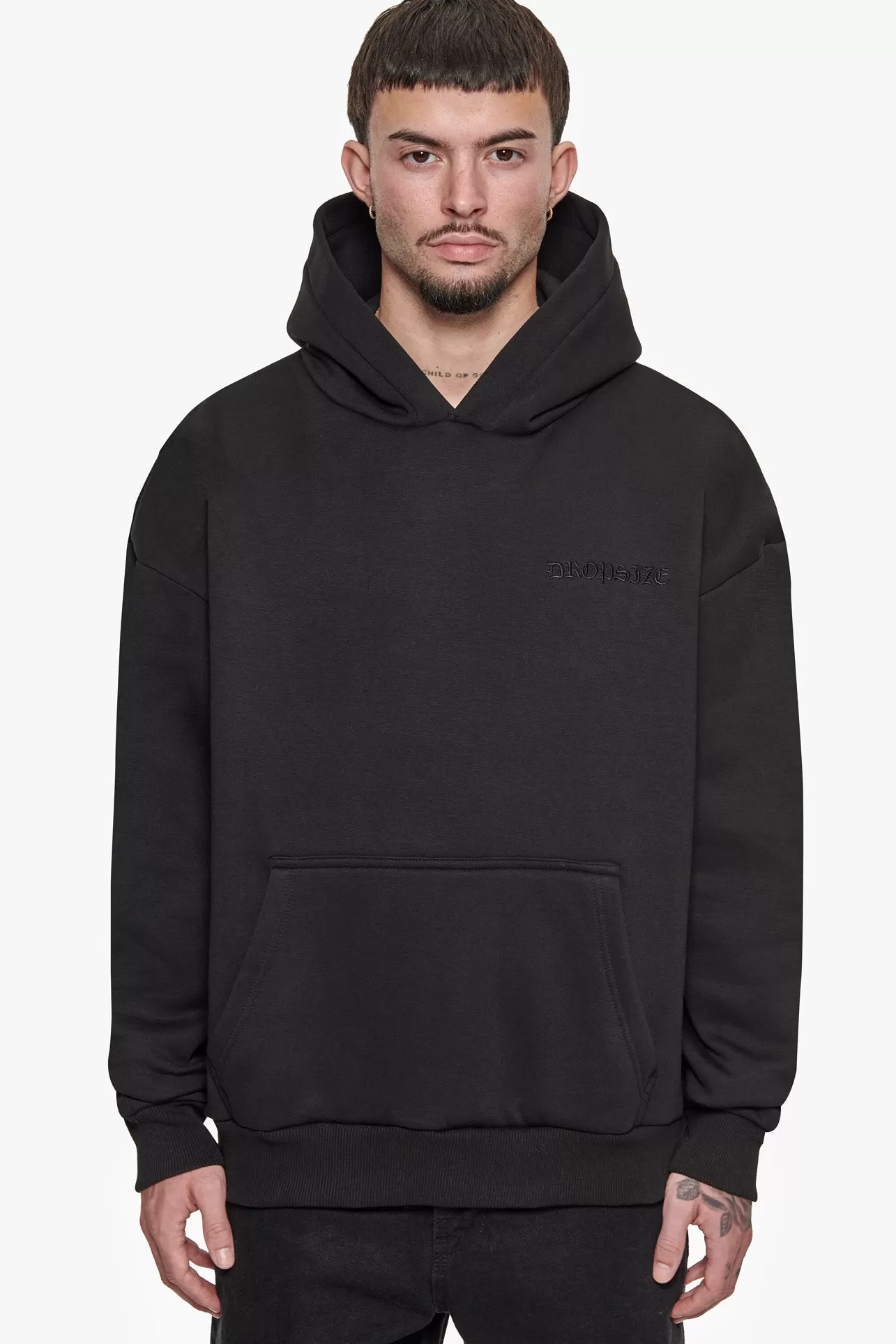 Dropsize HEAVY OVERSIZED QUADCRIME HOODIE BLACK* Hoodie