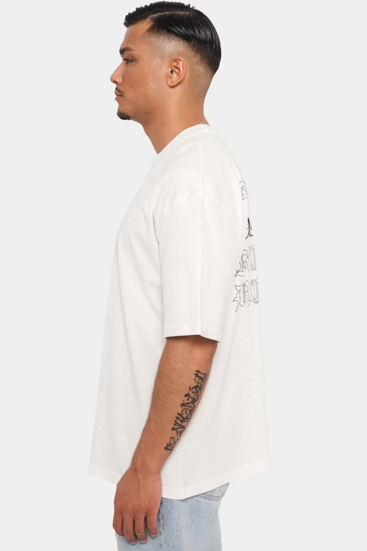 Dropsize HEAVY OVERSIZED QUATTRO T-SHIRT CREAM WHITE* T Shirt