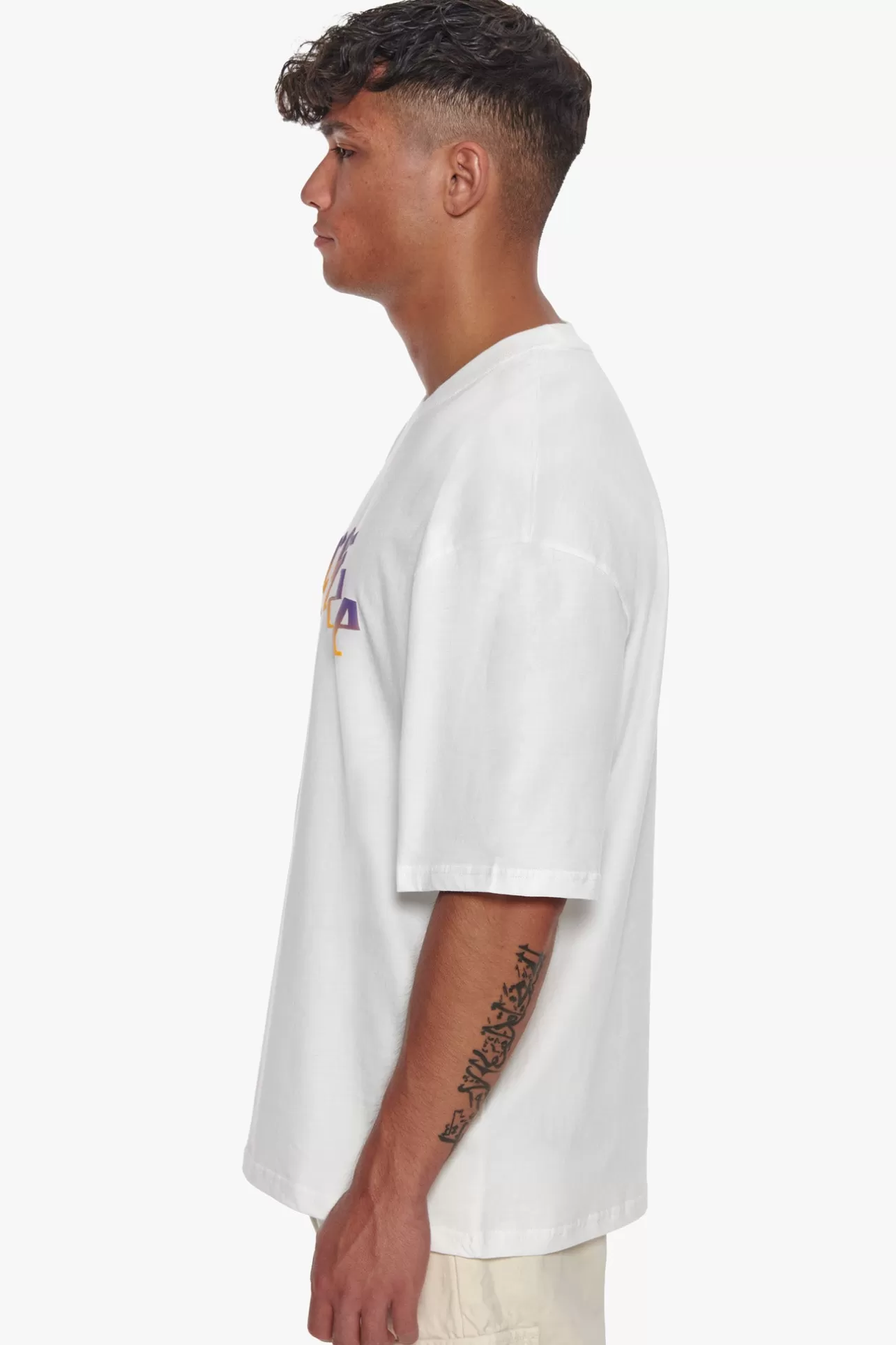 Dropsize HEAVY OVERSIZED RAINBOW T-SHIRT CREAM WHITE* T Shirt