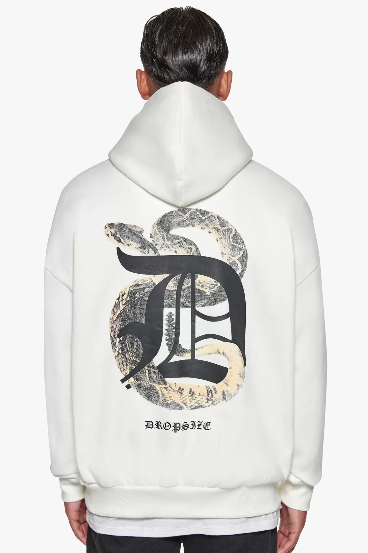 Dropsize HEAVY OVERSIZED RATTLE SNAKE HOODIE CREAM WHITE* Hoodie
