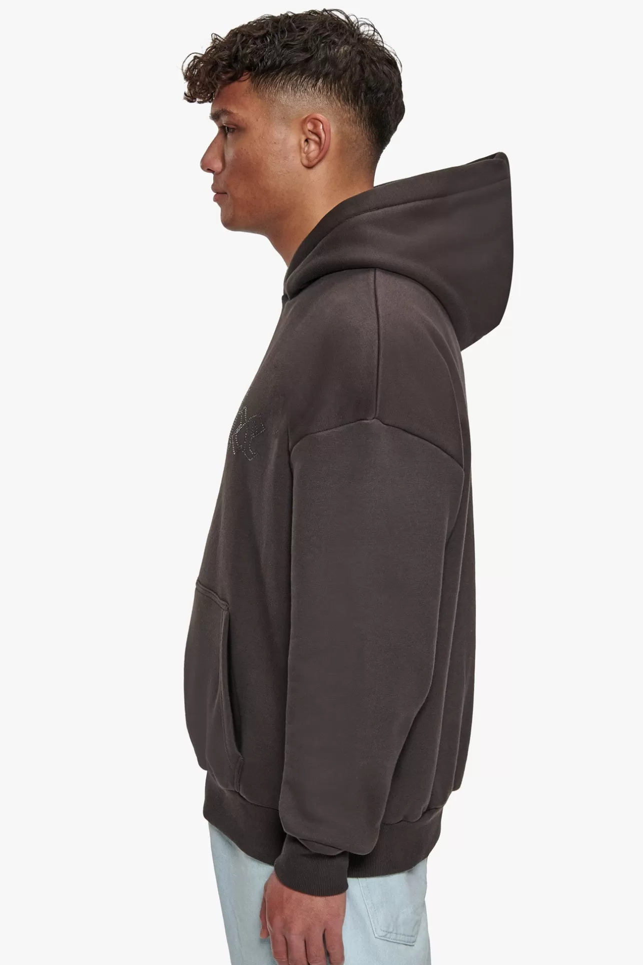 Dropsize HEAVY OVERSIZED RHINESTONE HOODIE WASHED BLACK* Hoodie