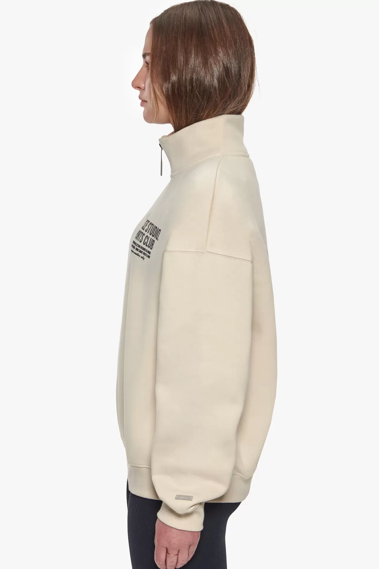Dropsize HEAVY OVERSIZED SPORTSCLUB HALF ZIP HOODIE COCONUT MILK*Women Women
